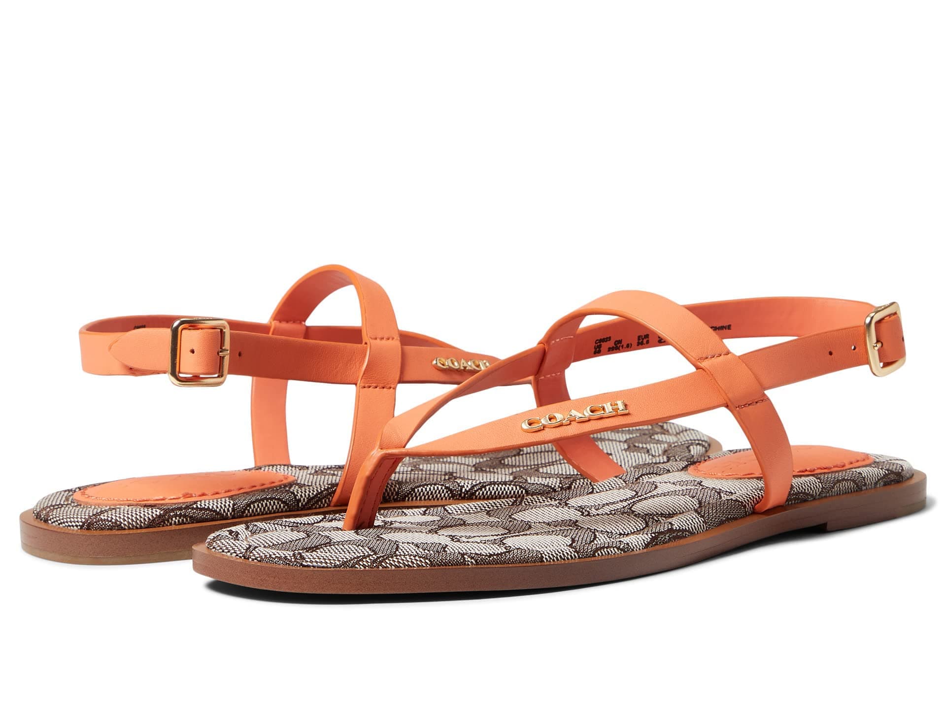 Coach Josie Leather Sandal Orange 8.5 B (M)
