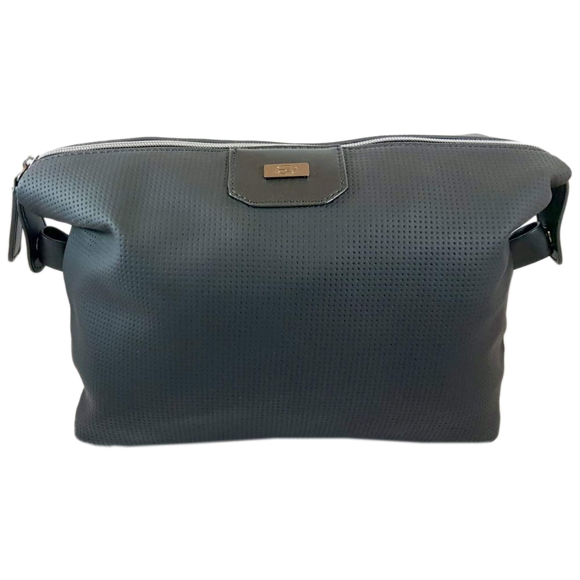 Bon GoûtSmall Black Synthetic Leather Wash Bag | Made from Recycled Materials | Vegan Toiletry Bag Unisex Men's & Women’s Shaving Travel Bag for Toiletries & Cosmetics