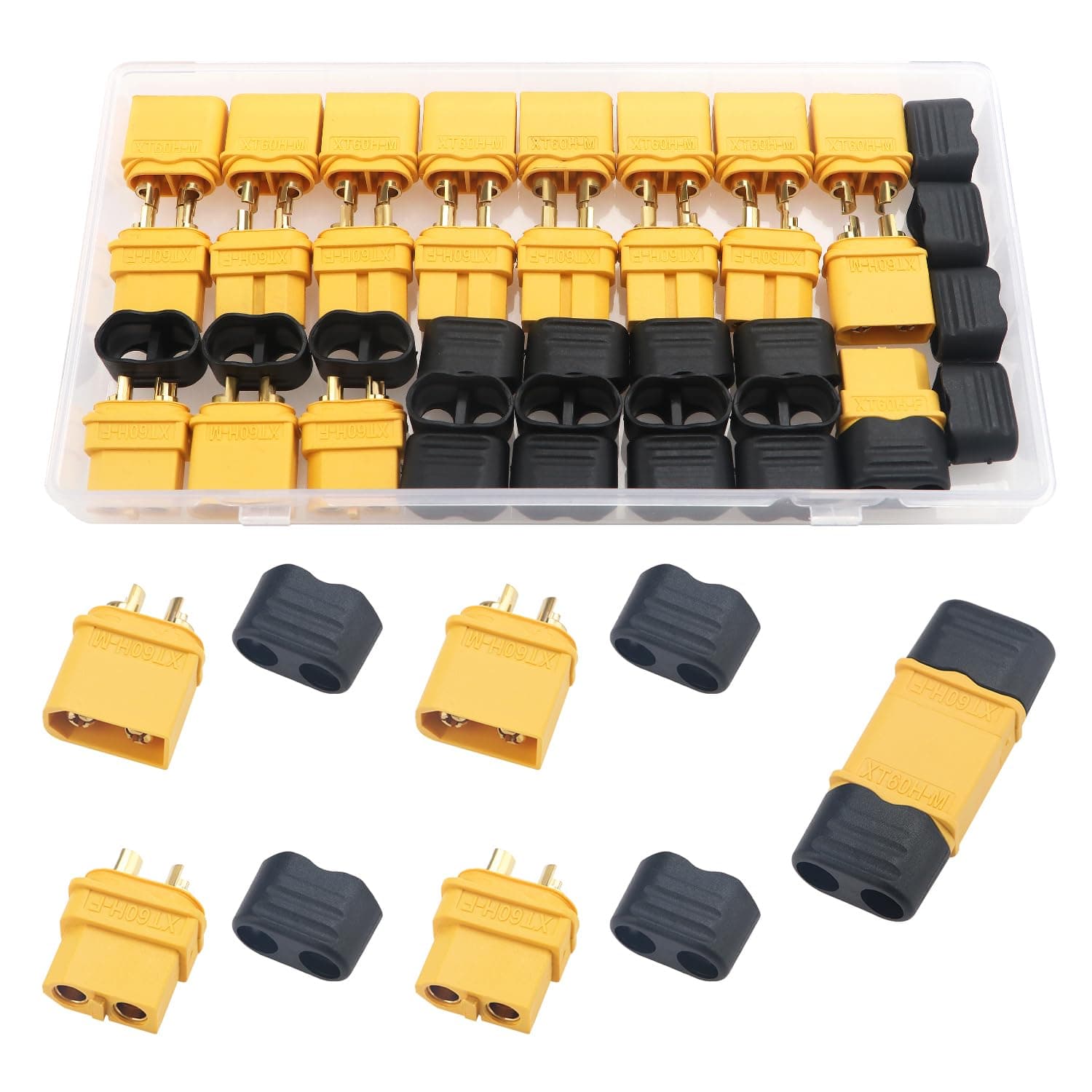 YIXISI 10 Pairs XT60 XT60H Connectors, XT60H Male Female Bullet Connectors Power Plugs with Sheath, for RC Lipo Battery RC Model