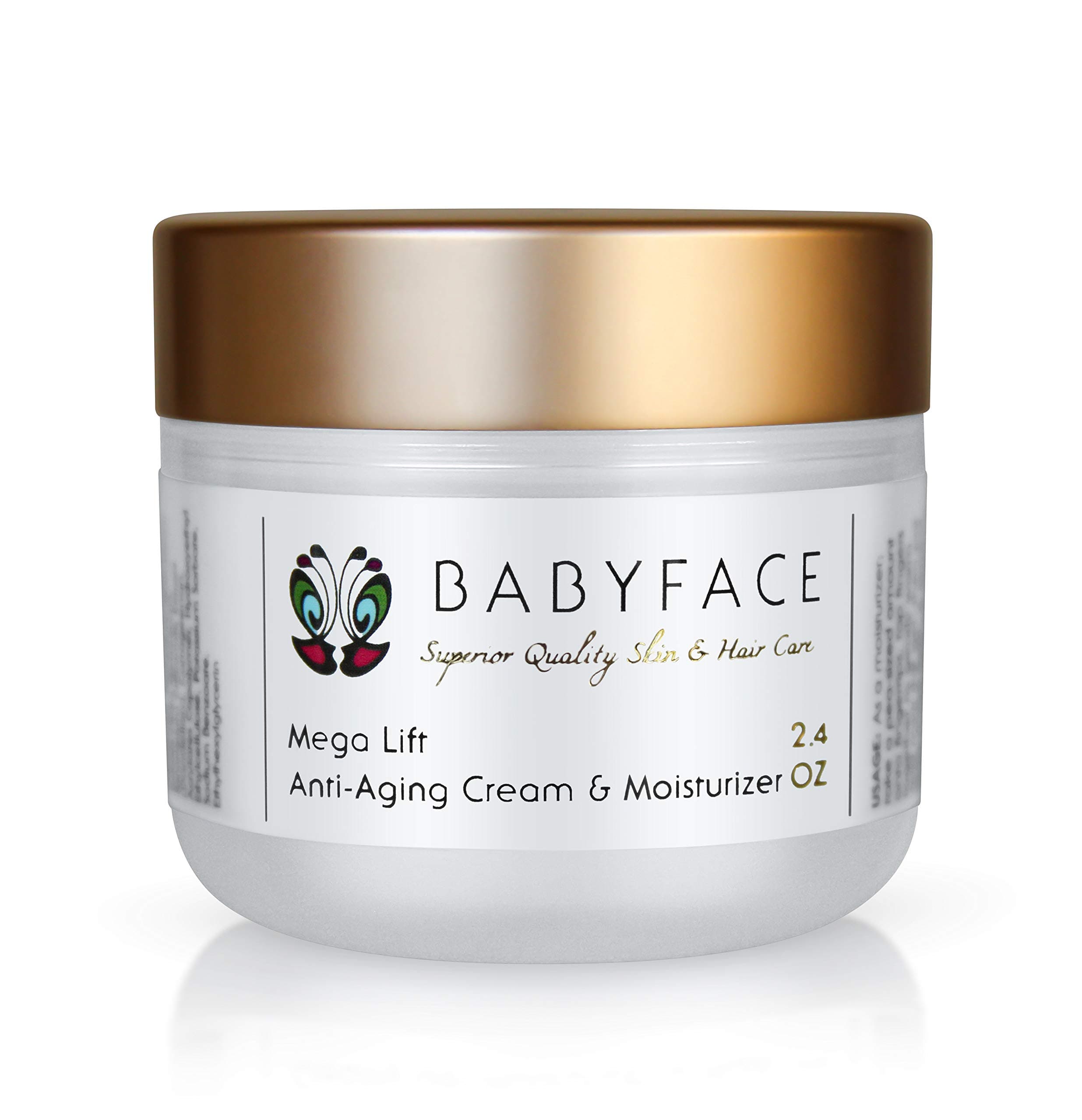 Babyface MEGA LIFT CREME All-In-One Daytime/Nighttime Moisturizer - Peptides, Vitamin C, AHA's, COQ10