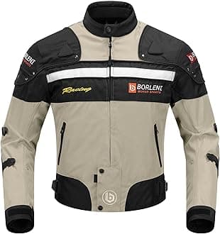 BORLENI Motorcycle Jacket Windproof Motorcycle Full Body Protective Gear CE Armor Suitable for All Seasons,Brown,M