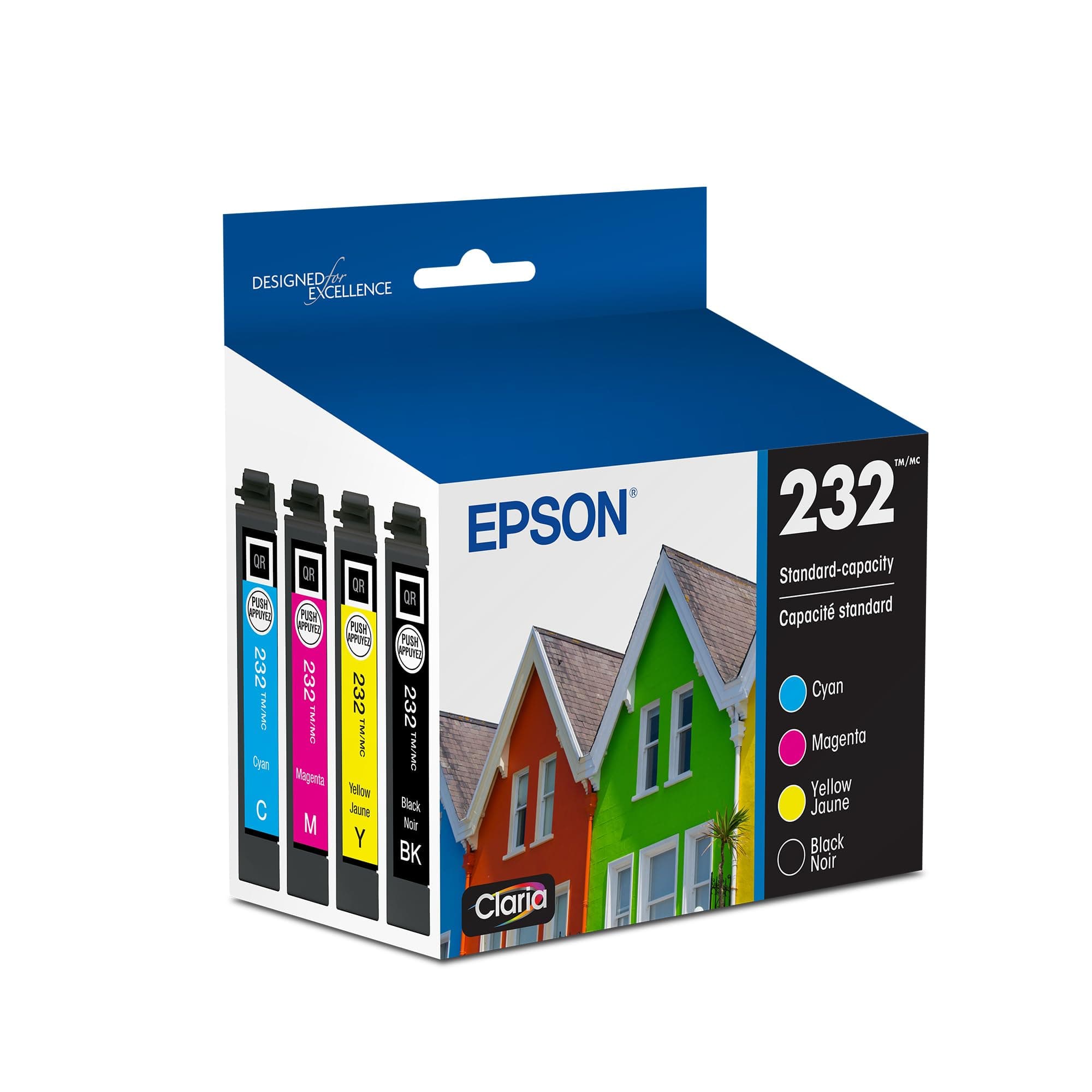232 Claria Ink Standard Capacity Black & Color Cartridge Combo Pack (T232120-BCS) Works with WorkForce WF-2930, 2950 and Expression XP-4200, 4205