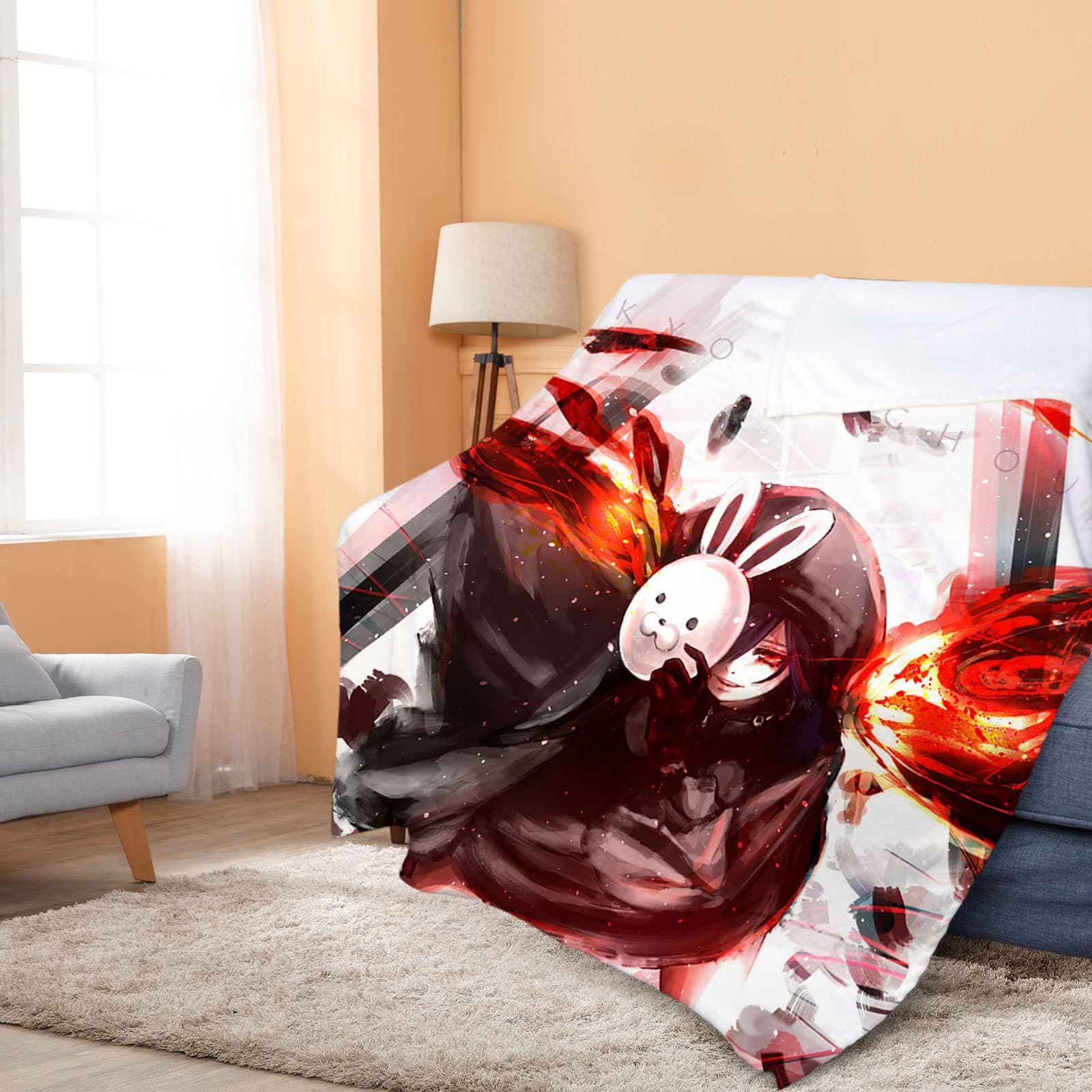 Caritierily Tokyo Ghoul Blanket Touka Kirishima Anime Printed Throw Blanket Flannel Fleece Blanket Ultra-Soft Sherpa Blanket Warm Comfortable for Bed Couch Sofa YP126(Size:130X180CM)