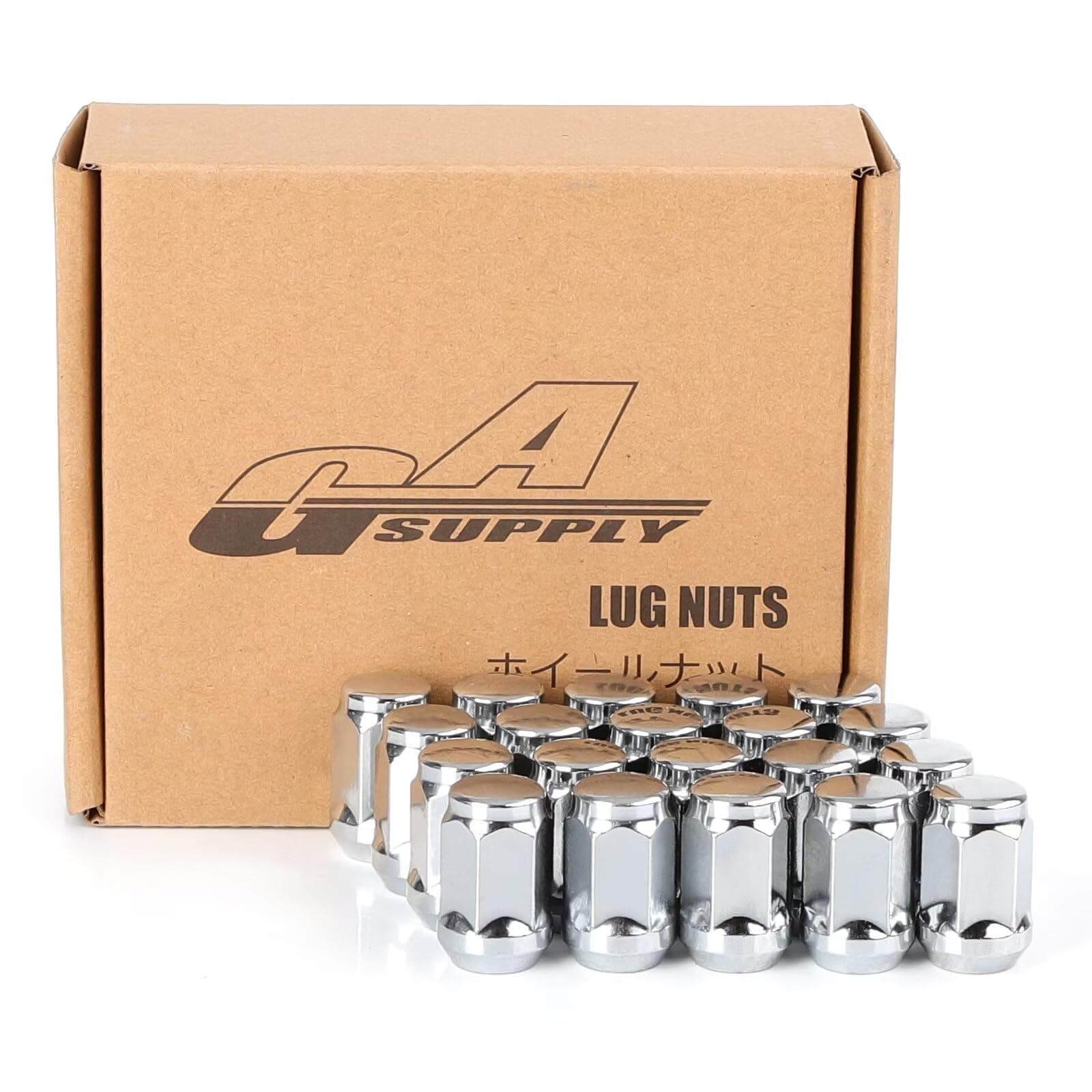 1/2x20 Lug Nuts 20pcs, Chrome 1/2''-20 Closed End Bulge Acorn Lug Nuts, 1.38" Tall 3/4" Hex, 60 Degree Conical/Cone Seat
