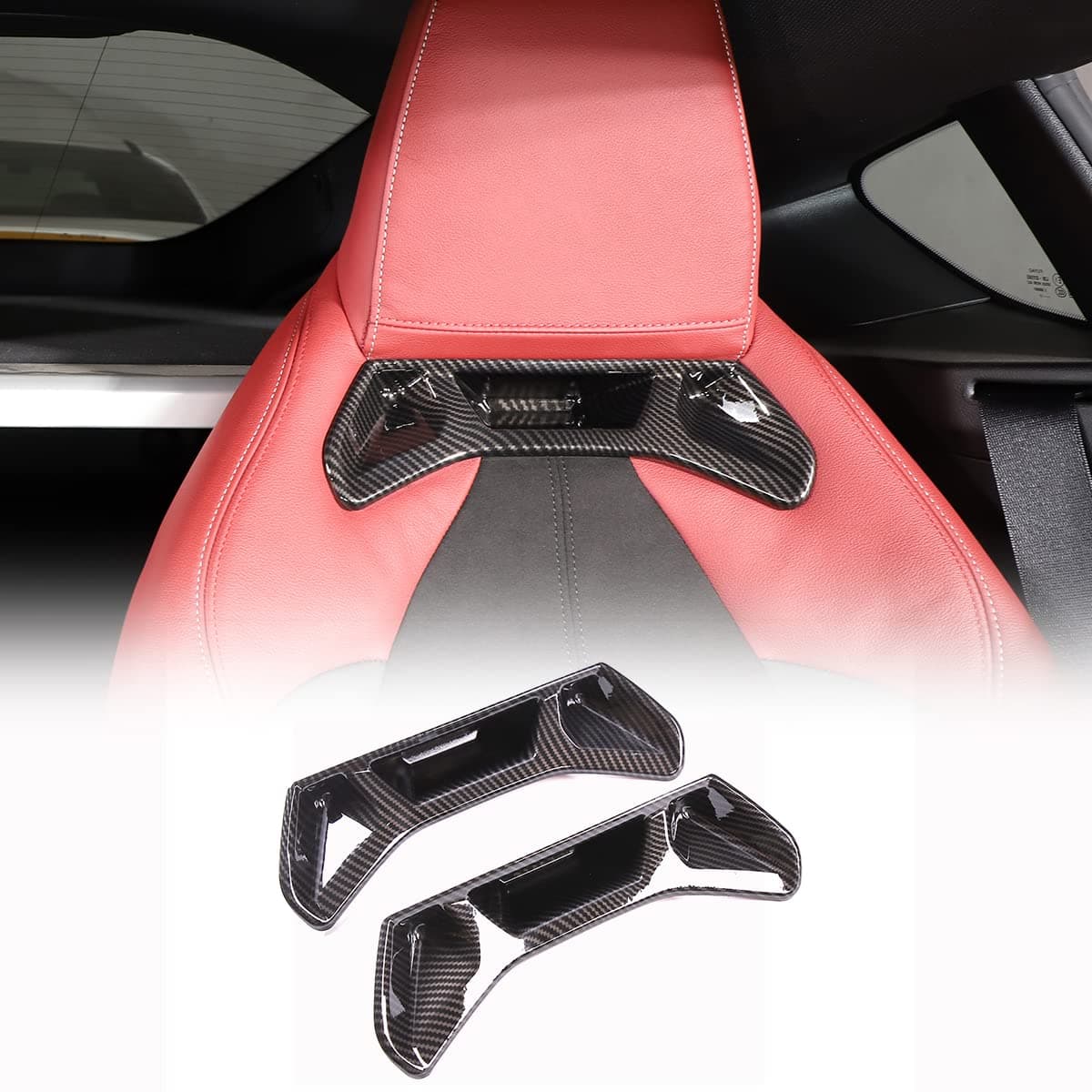 Car Seat Backrest Trim Cover Fit for Toyota Supra GR A90 A91 MK5 2019-2022, ABS Seat Back Protection Cover Trim Sticker, 2 PCS (Carbon Fiber Pattern-Black)