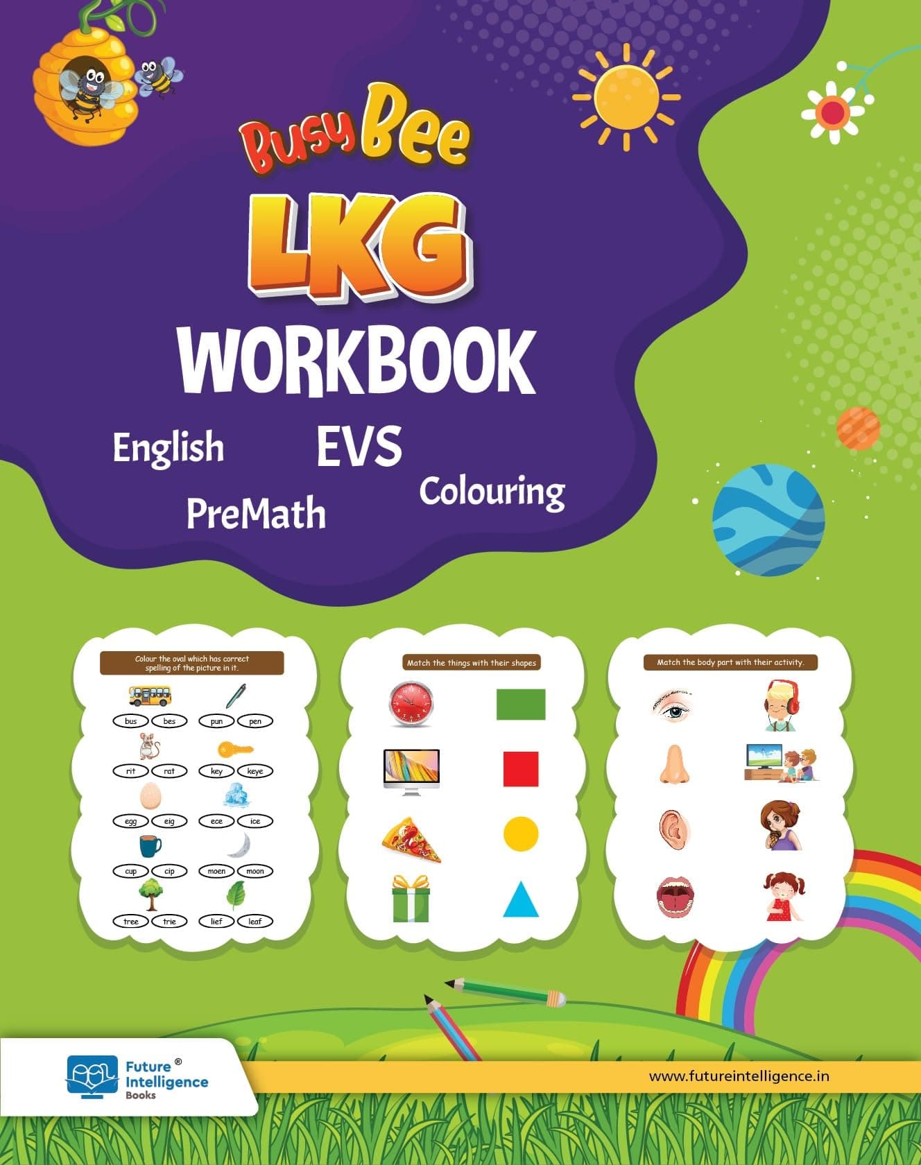LKG Activity Worksheets (120 Pages) English Maths GK Colouring with Stick and Folder Early Learning Workbook for Kindergarten Practice Contextual Exercises [Paperback] Future Intelligence Books