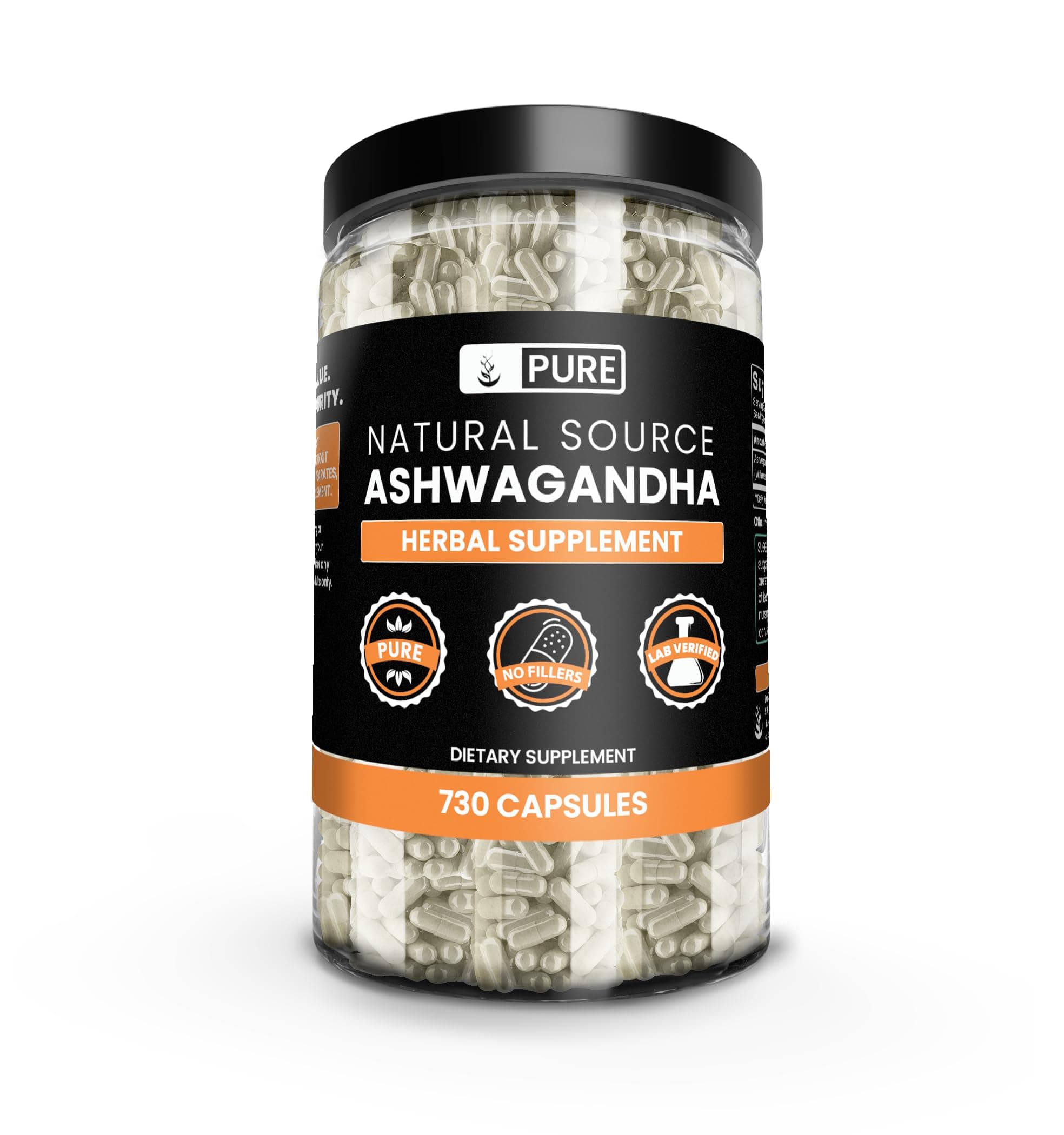 Pure Original Ingredients Ashwagandha (730 Capsules) No Magnesium Or Rice Fillers, Always Pure, Lab Verified