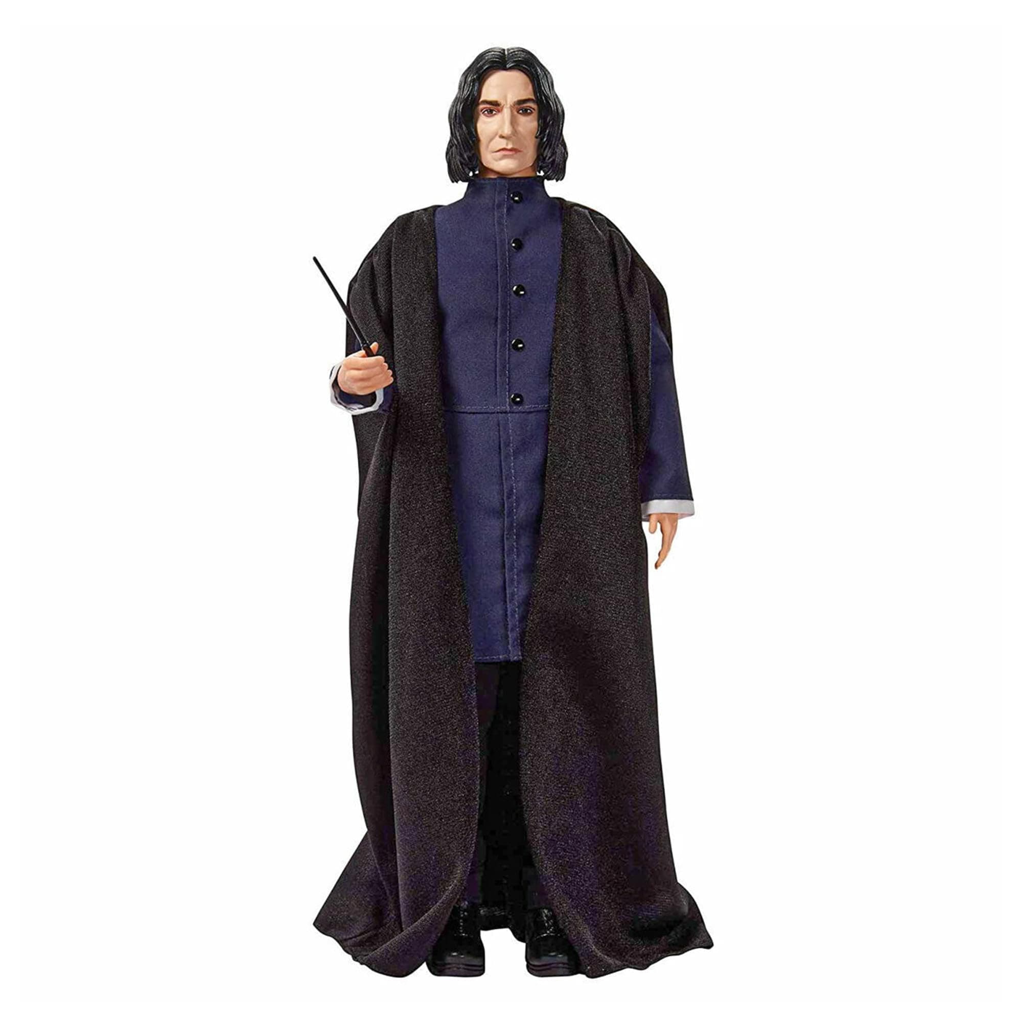 Harry Potter Collectible Severus Snape Doll (~12-inch) Wearing Black Coat Jacket and Wizard Robes, with Wand, Gift for 6 Year Olds and Up