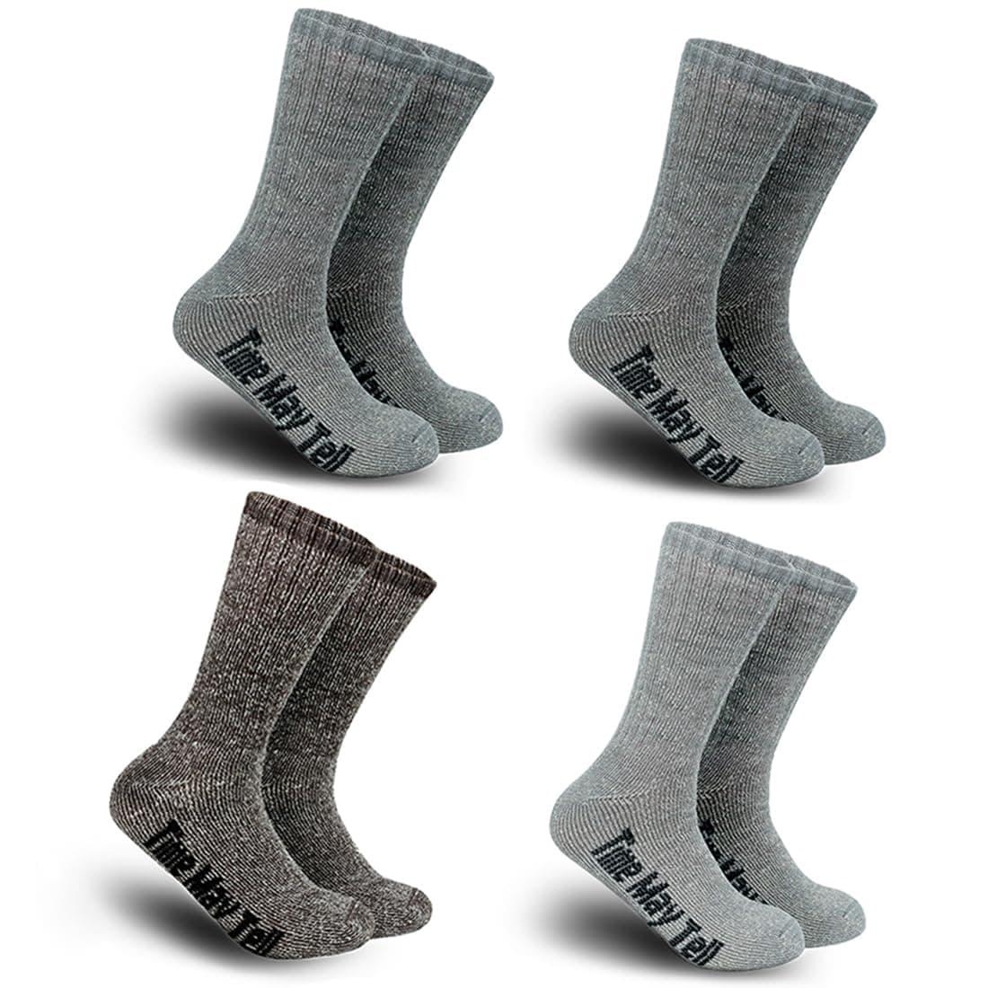 Mens Merino Wool Hiking Cushion Socks Thermal Warm Crew Winter Boot Socks Pack (2/4 Pair,6-13 Size)
