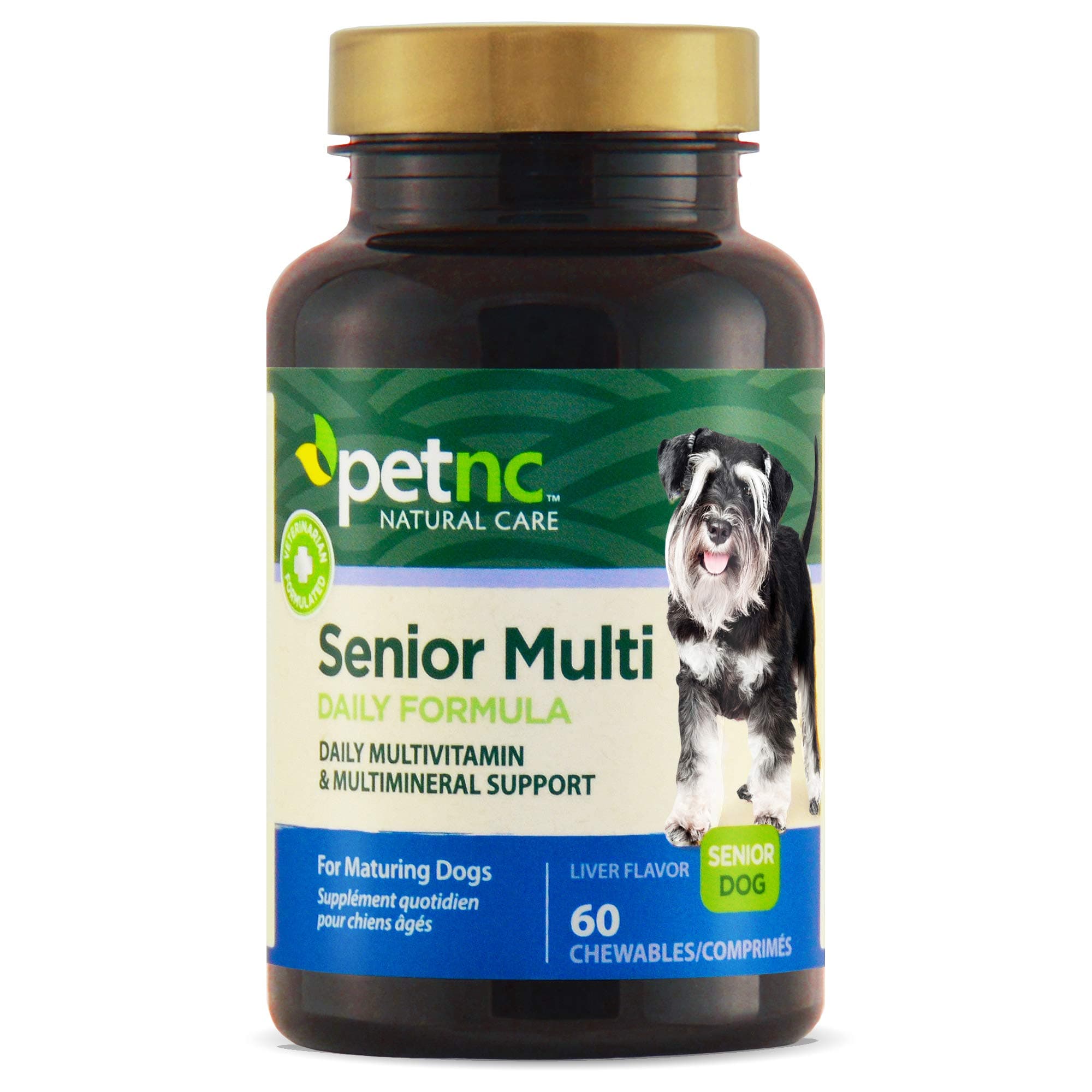 Petnc Senior Multi Chewables (60 Count), Daily Dog Multivitamin & Multimineral Support, Includes Zinc, Magnesium, Iron & More, Supports Overall Health, For Mature Dogs, Liver Flavor