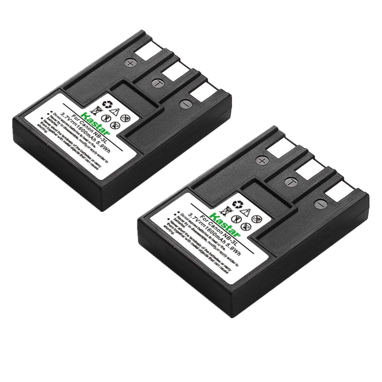 Kastar Battery (2-Pack) for Canon NB-3L and PowerShot SD10, SD100, SD110, SD20, SD500, SD550, Digital IXUS 700, 750, i5, Digital 30, 30a, 600, 700, D30, D30a, D53Z, IXY Digital L, IXY Digital L2