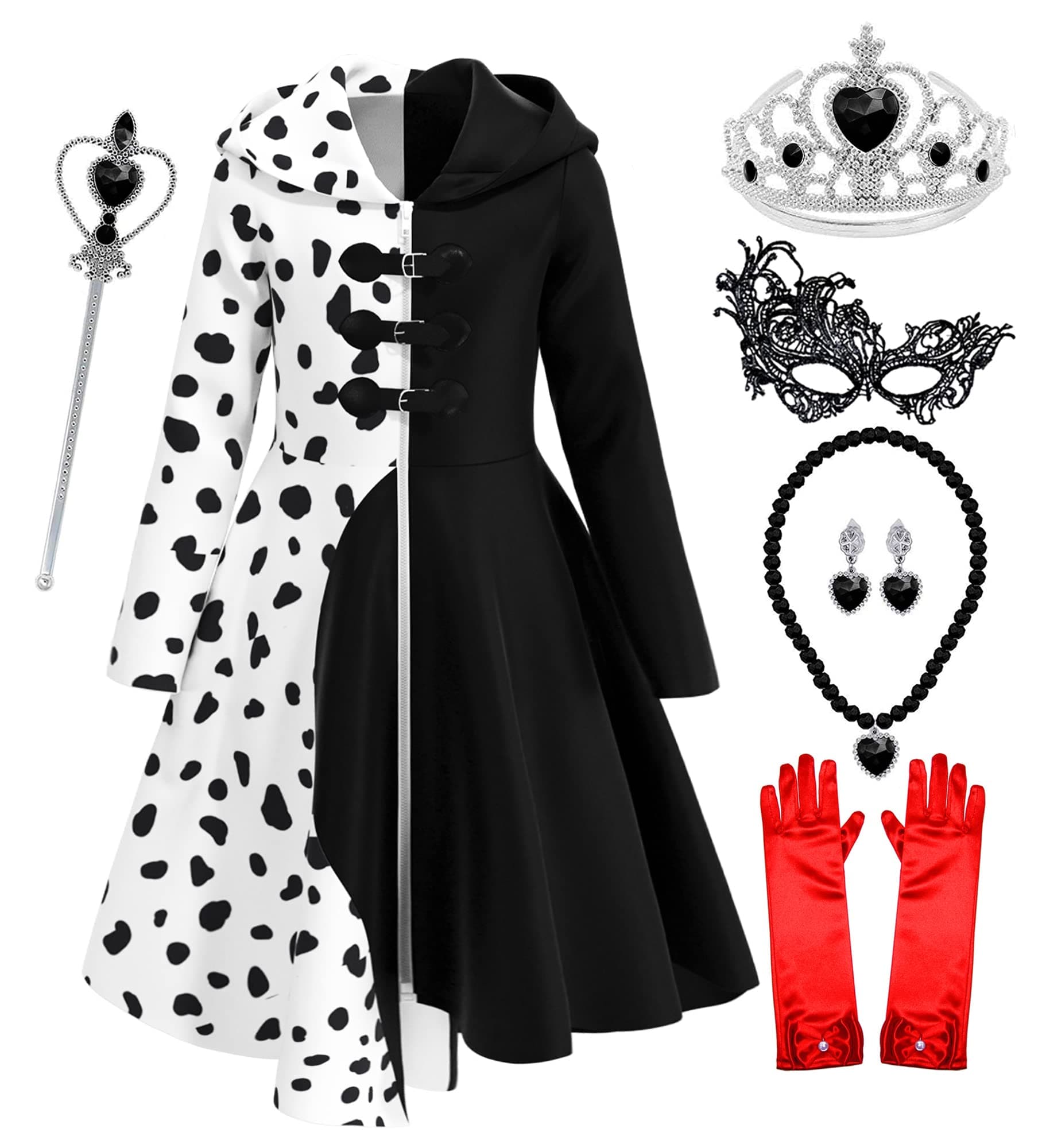Akokvlar Girls Dalmatian Print Costume Vintage Halloween Dress Up Outfit