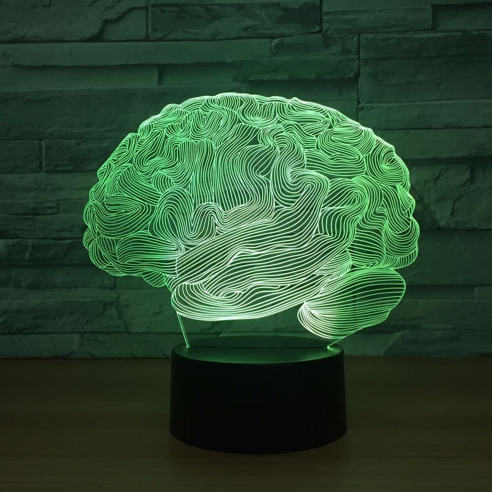 Only 1 Piece Brain Modeling 3D Led Colorful Night Light Lovely 7 Color Change 3D Lamp Christmas Decorations Gift for Baby Room Lights