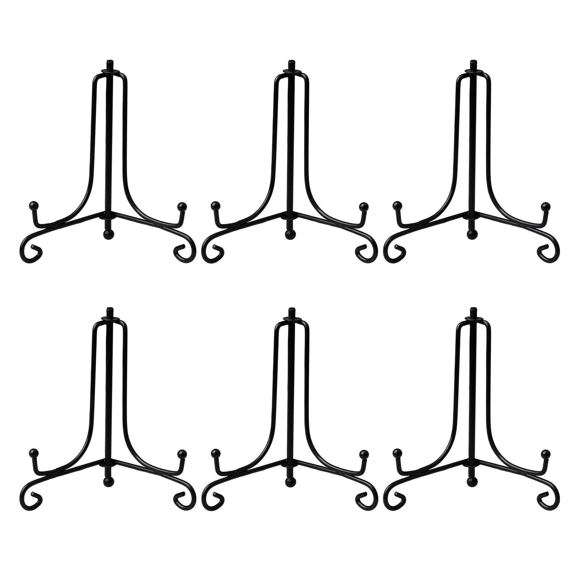 AllGoodWare 6 Packs Iron Display Stand, 3" Picture Frame Holder, Adjustable Black Iron Easel Plate Display Stand