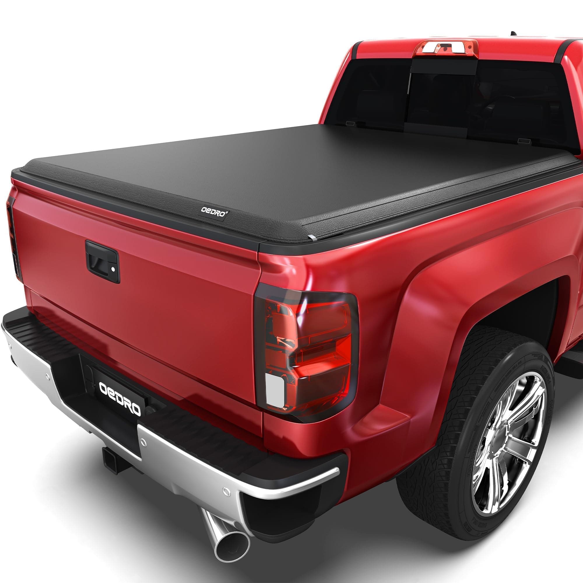 oEdRo Soft Roll up Truck Bed Tonneau Cover Compatible with 2014-2019 Chevy Silverado/GMC Sierra 1500 (2019 Legacy/Limited ONLY), 2015-2019 Silverado Sierra 2500 HD 3500 HD, 6.6 ft Bed