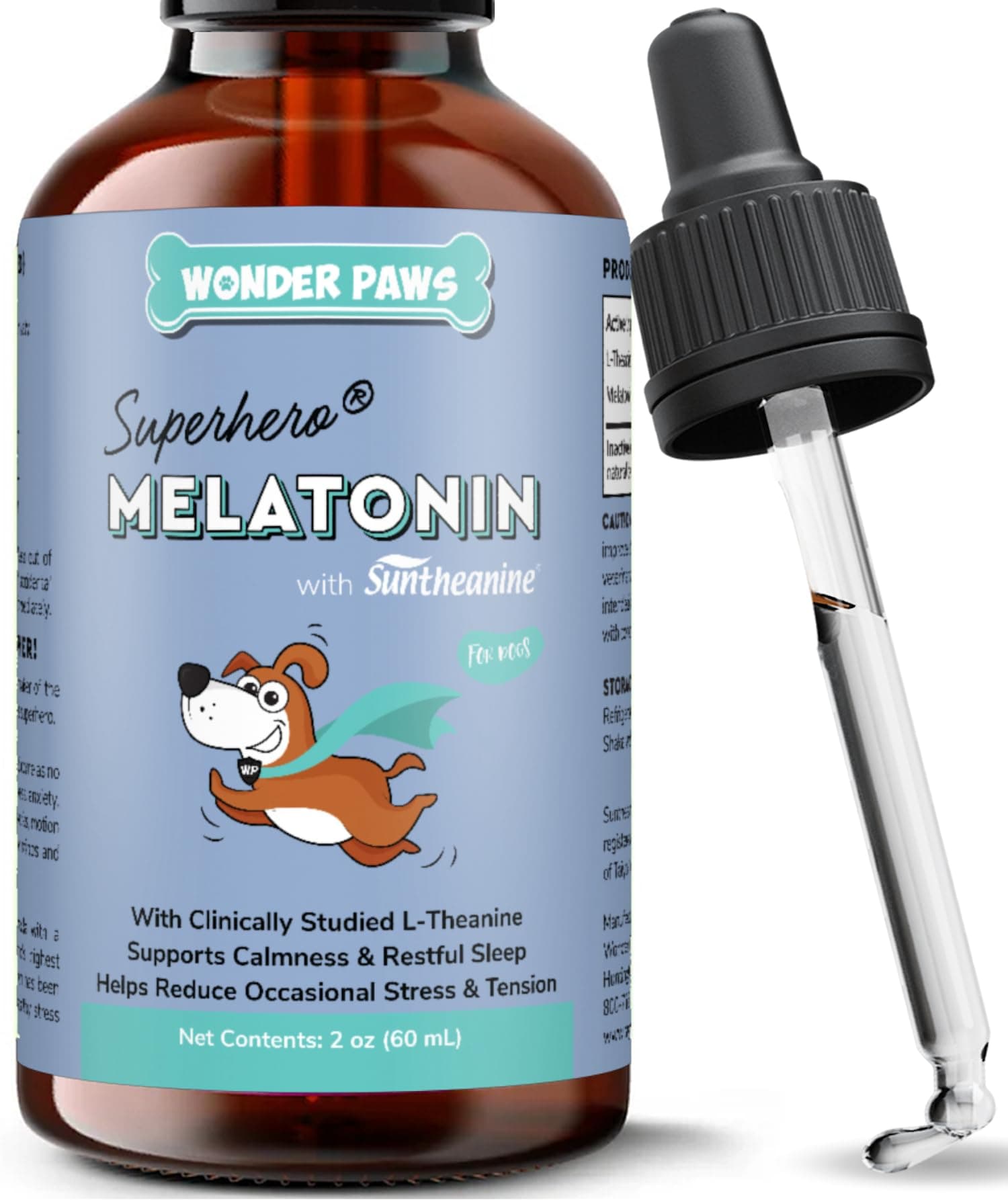 Melatonin For Dogs – Pet With L-Theanine (Suntheanine®) –Occasional Anxiety Relief Dogs, Stress, Calming, Relaxation & Sleep Support Liquid Dog 2Oz (60Ml)