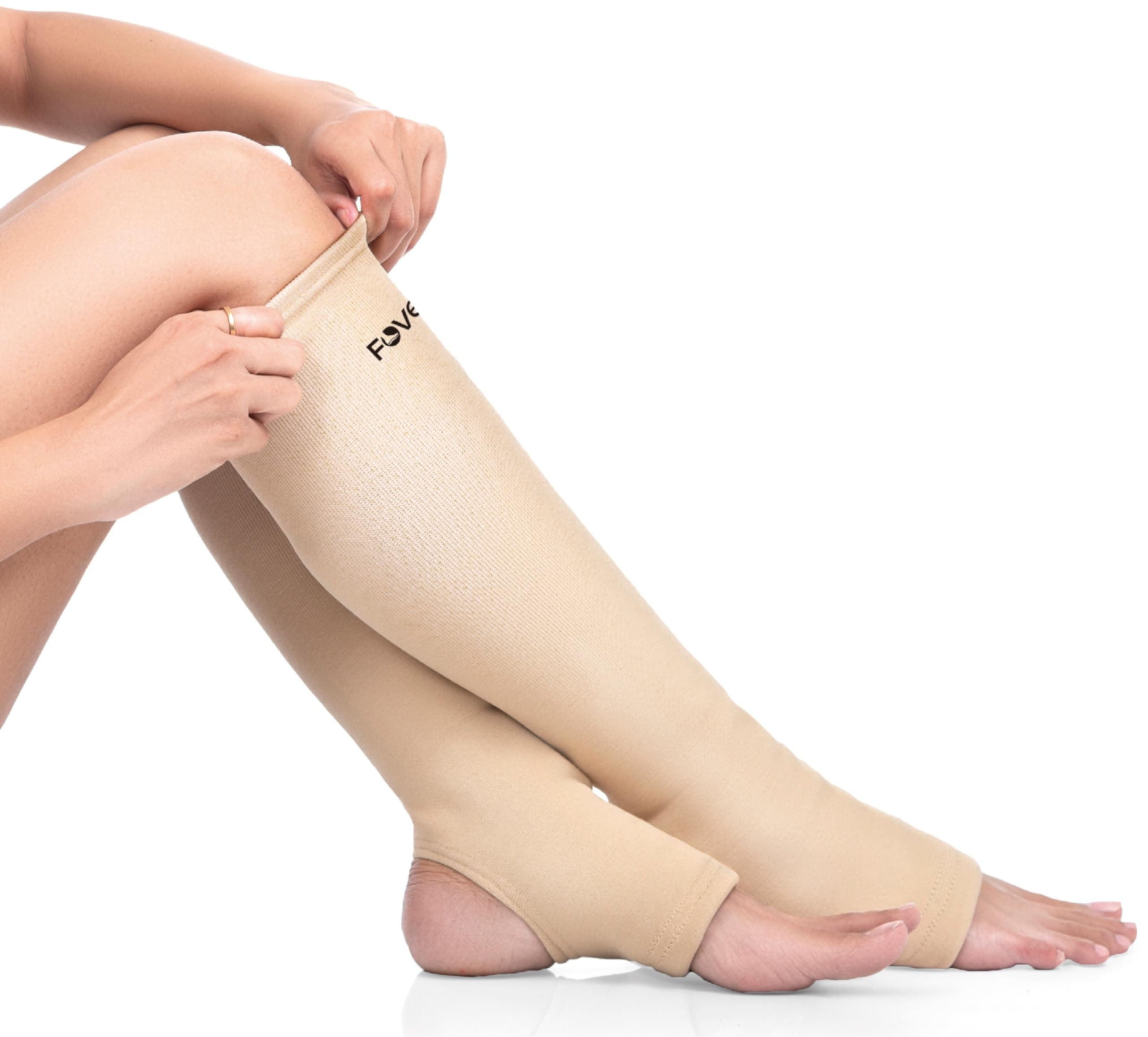 Varicose Veins Compression Stockings (Below Knee), Open Toe knee length Sleeves for Swelling, Edema, Sore & Aching Legs, Pain Relief & Post Pregnancy, for Men & Women