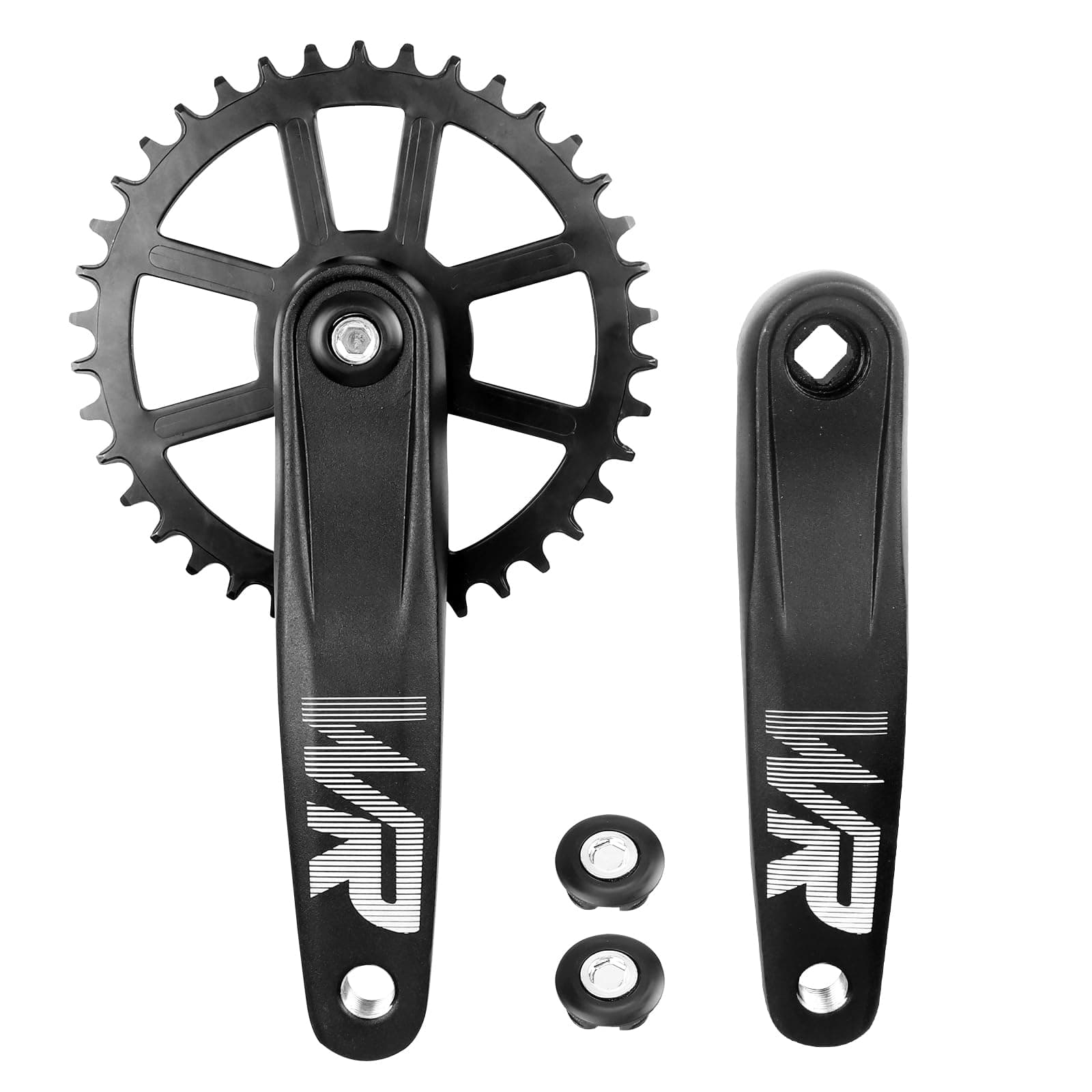 WEEROCK Mountain Bike Crankset 1 Piece/Single 32T/34T/36T/38T Charing Crank Set with 170mm Arm for Bicycle MTB, Compatible with Single Speed Bicycle and 6/7/8/9/10/11 Speeds Bike