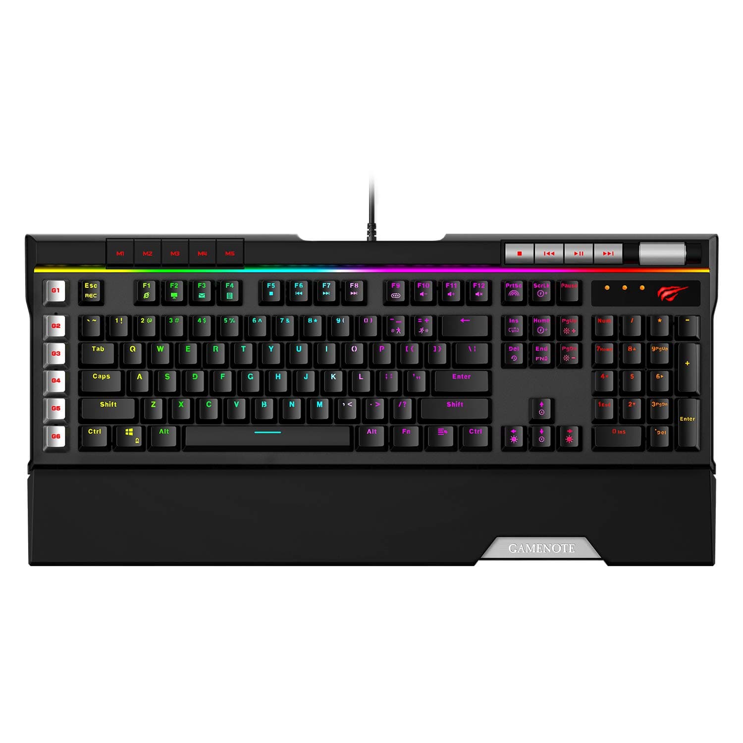 Havit RGB Mechanical Gaming Keyboard LED 120 Keys Ergonomic Detachable Wrist Rest Wired Keyboards Blue Switches Multimedia Volume Control for PC Game