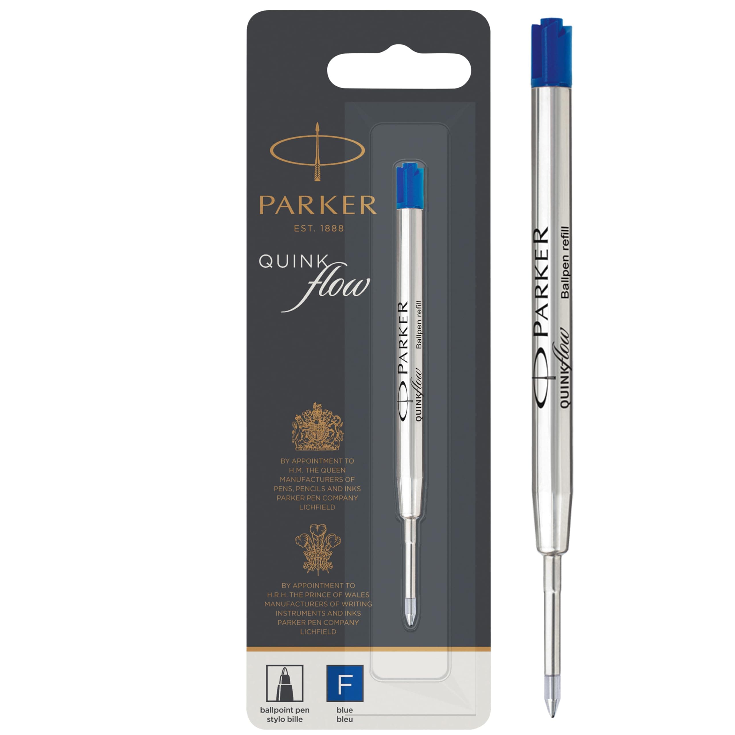 Parker Ballpoint Pen Ink Refill | Fine Tip | Blue QUINKflow Ink | 1 Count