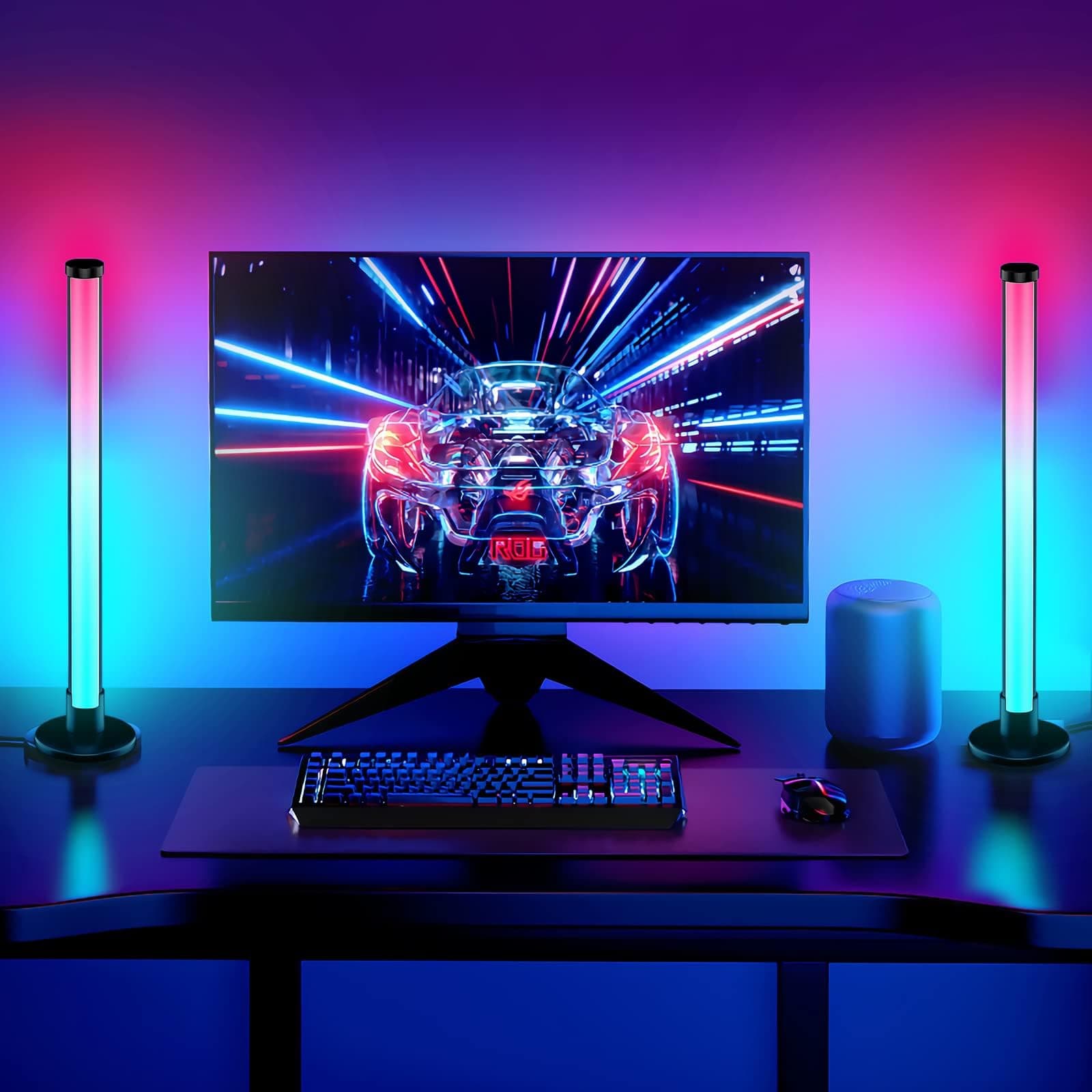 ELOUYCKE Smart LED Lightbars, Dimmable RGB Flow Light Bars 16 Million Colors TV Backlights, APP Remote Control and Music Sync Gaming Lights for PC, Room Decorative Mood Light [Energy Class A+++]
