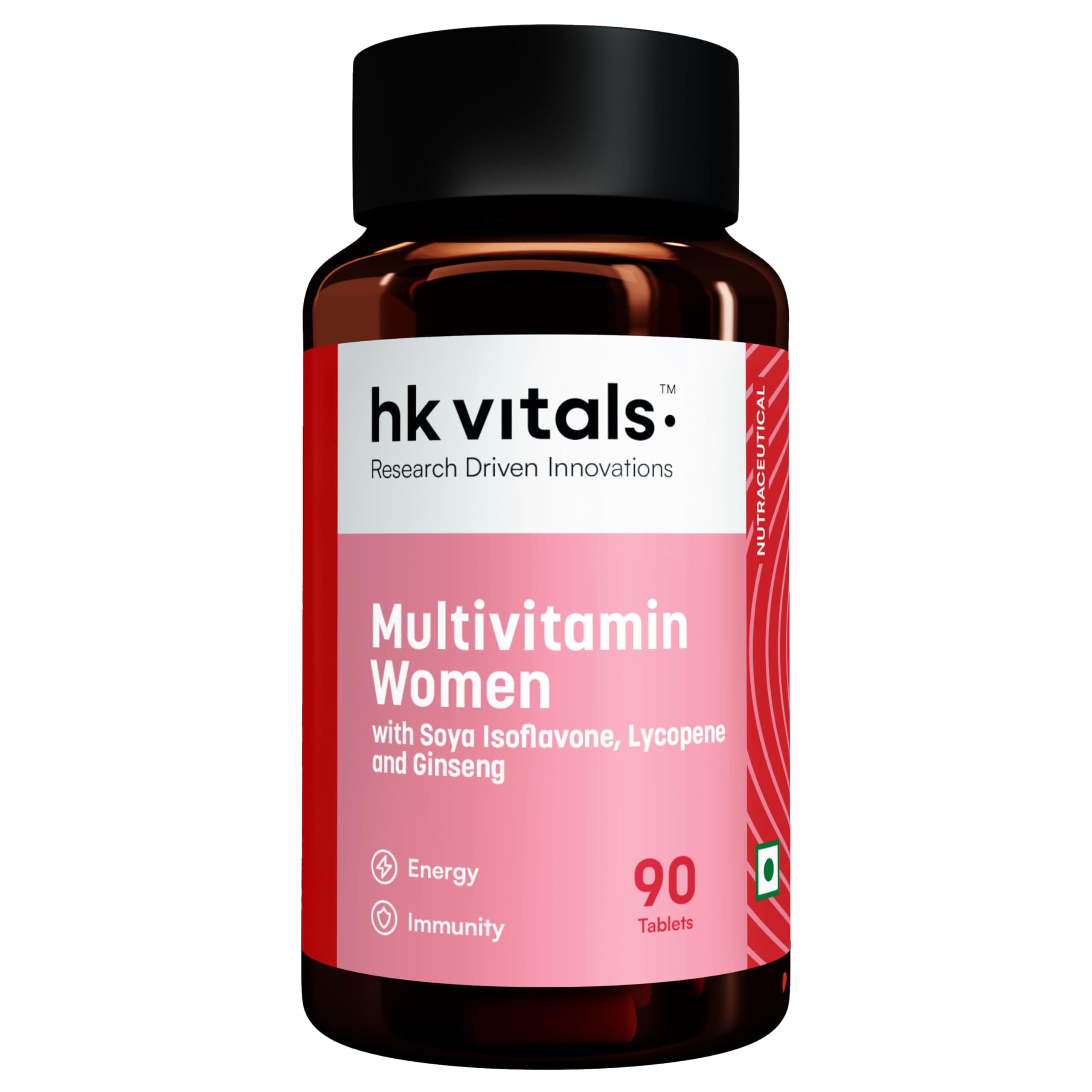 HealthKart HK Vitals Multivitamin for Women, With Zinc, Vitamin C, Vitamin D, Multiminerals & Ginseng Extract, Boosts Energy, Stamina & Skin Health, 90 Multivitamin Tablets