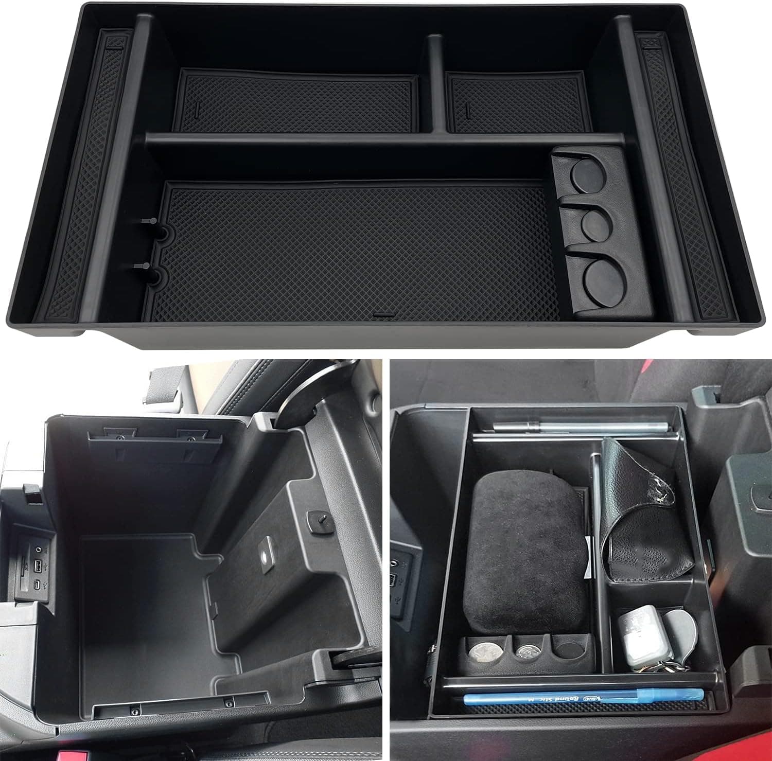 Compatible with Chevy Silverado 1500 Accessories/GMC Sierra 1500 2019-2022 Center Console Organizer Tray Fits for 2020-2022 Silverado/Sierra 2500 HD/3500 HD -Full Console Only (Upper Organizer)