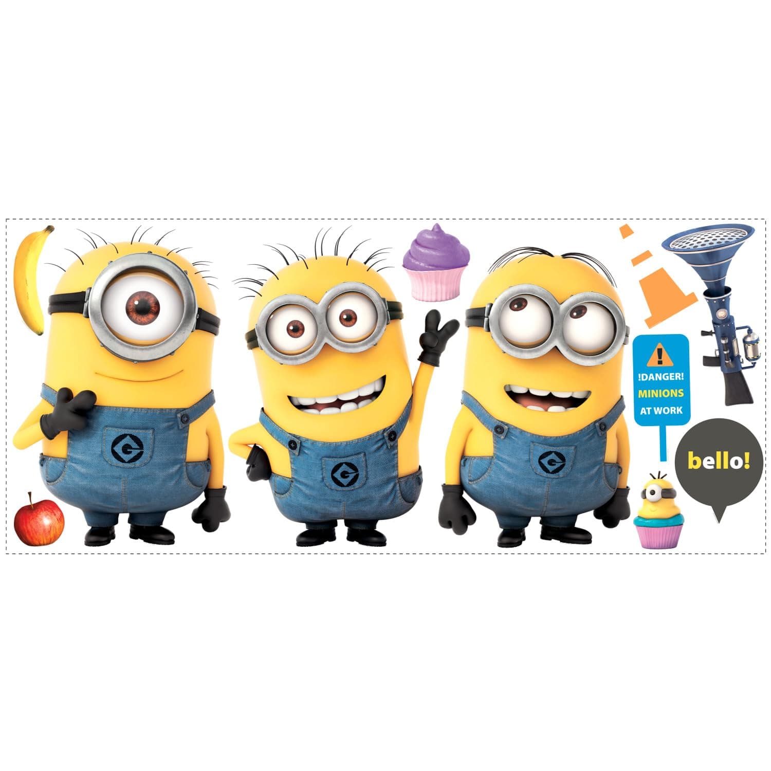 Minions Despicable Me 2 Giant Peel and Stick Giant Wall Decals by RoomMates, RMK2081GM, Yellow