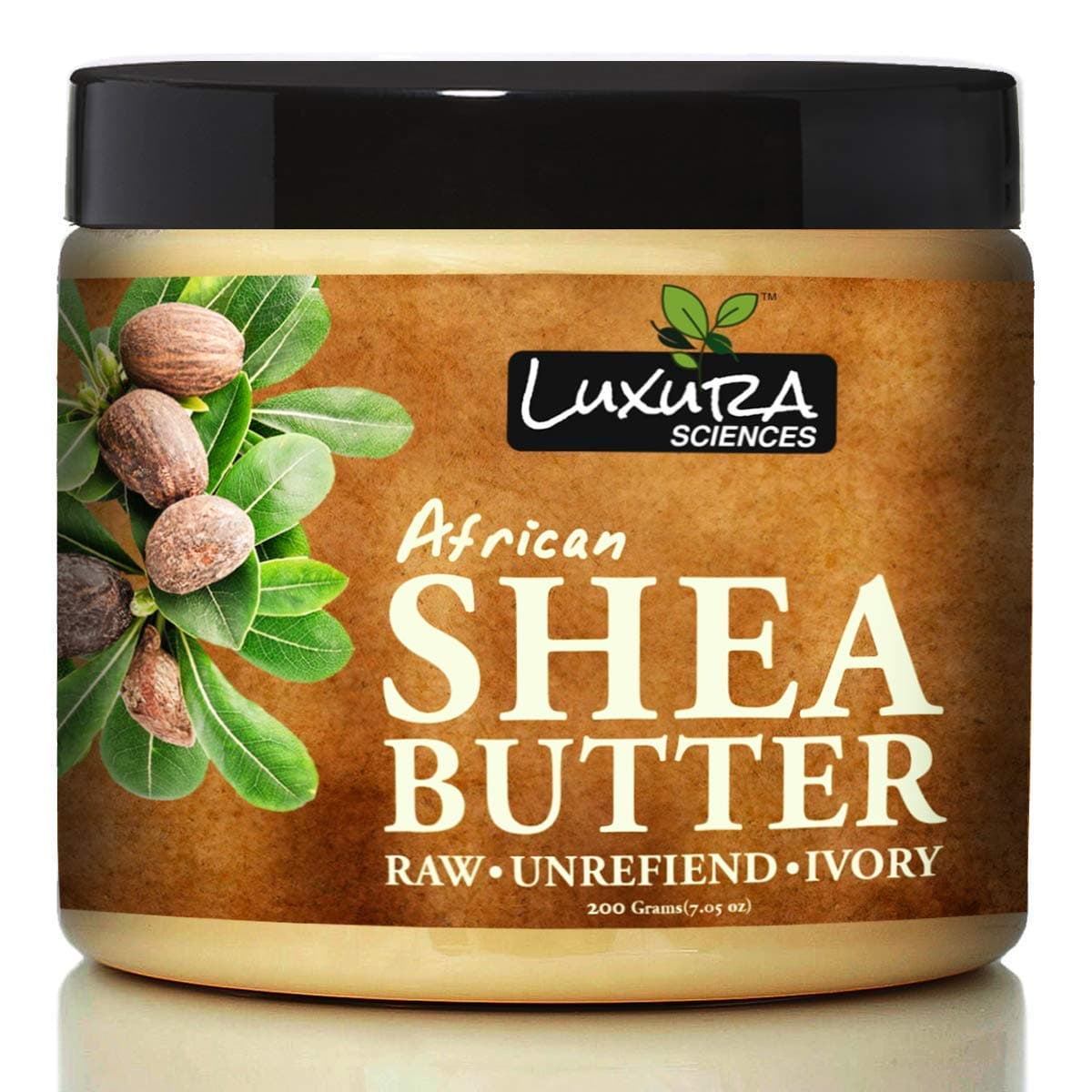 Luxura Sciences African Shea Butter | 100% Pure & Unrefined Raw Shea Butter for Skin & Hair | Deep Moisturizer for Face, Body & Scalp | Ideal for DIY Lotion, Soap Making & Lip Balm | 7.05 Oz (200g)