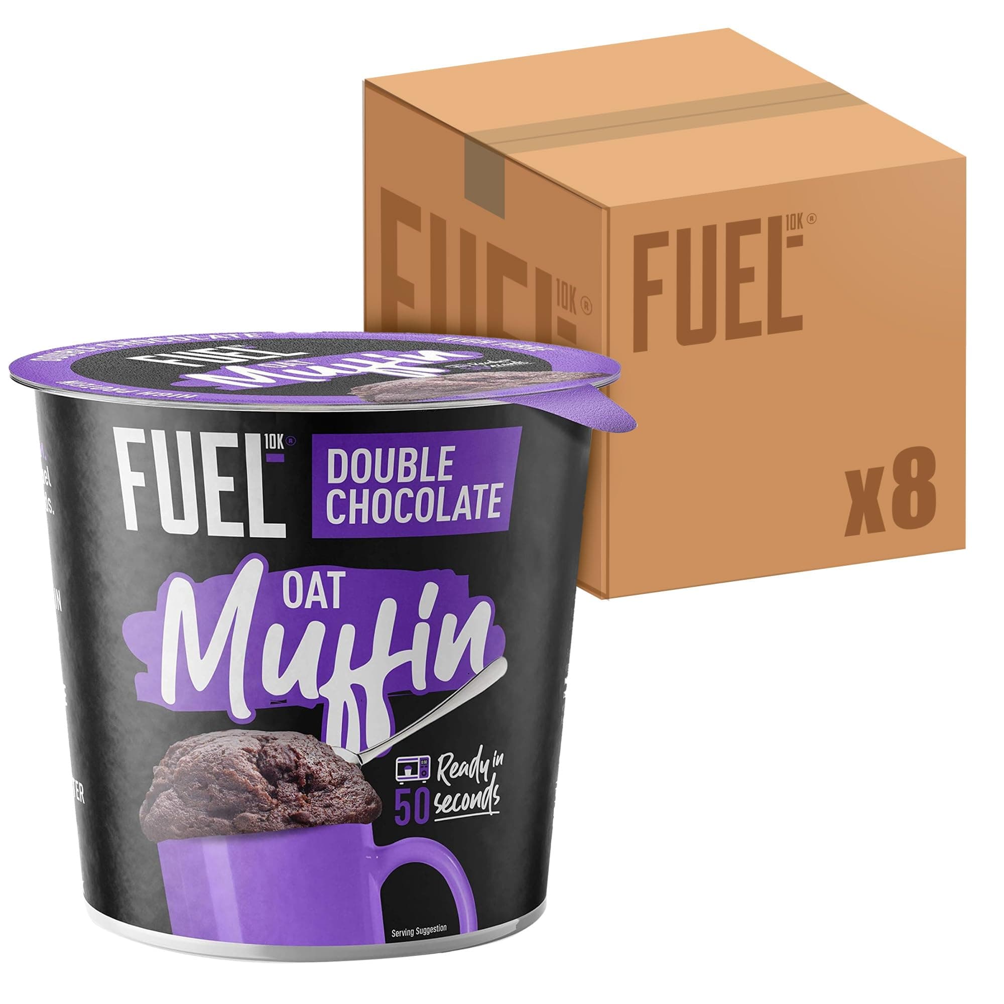 FUEL10K Chocolate Oat Muffin Protein Snack Pot, 52 g (Pack of 8)