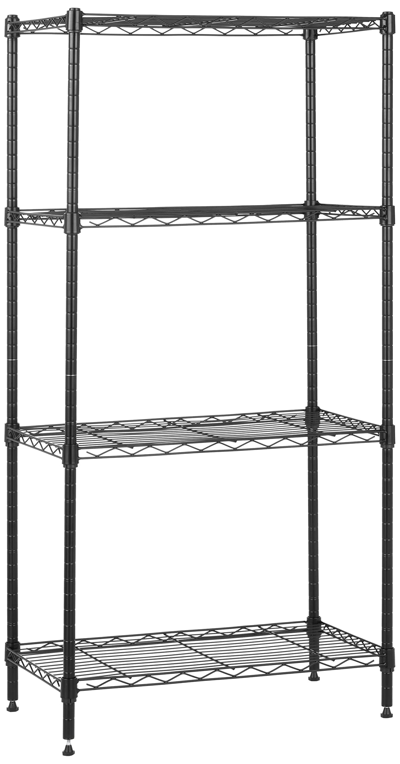 Amazon Basics 4-Shelf Adjustable Storage Shelving Unit (200 lbs Loading Capacity per Shelf), Steel Organizer Wire Rack, Black (24" L x 14" W x 48" H)