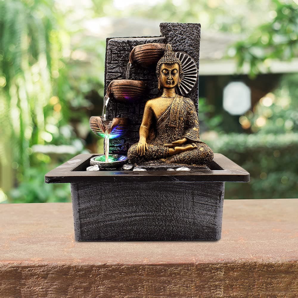Puja N Pujari Buddha Water Indoor Fountain for Home Decor (Buddha Fountain 9)