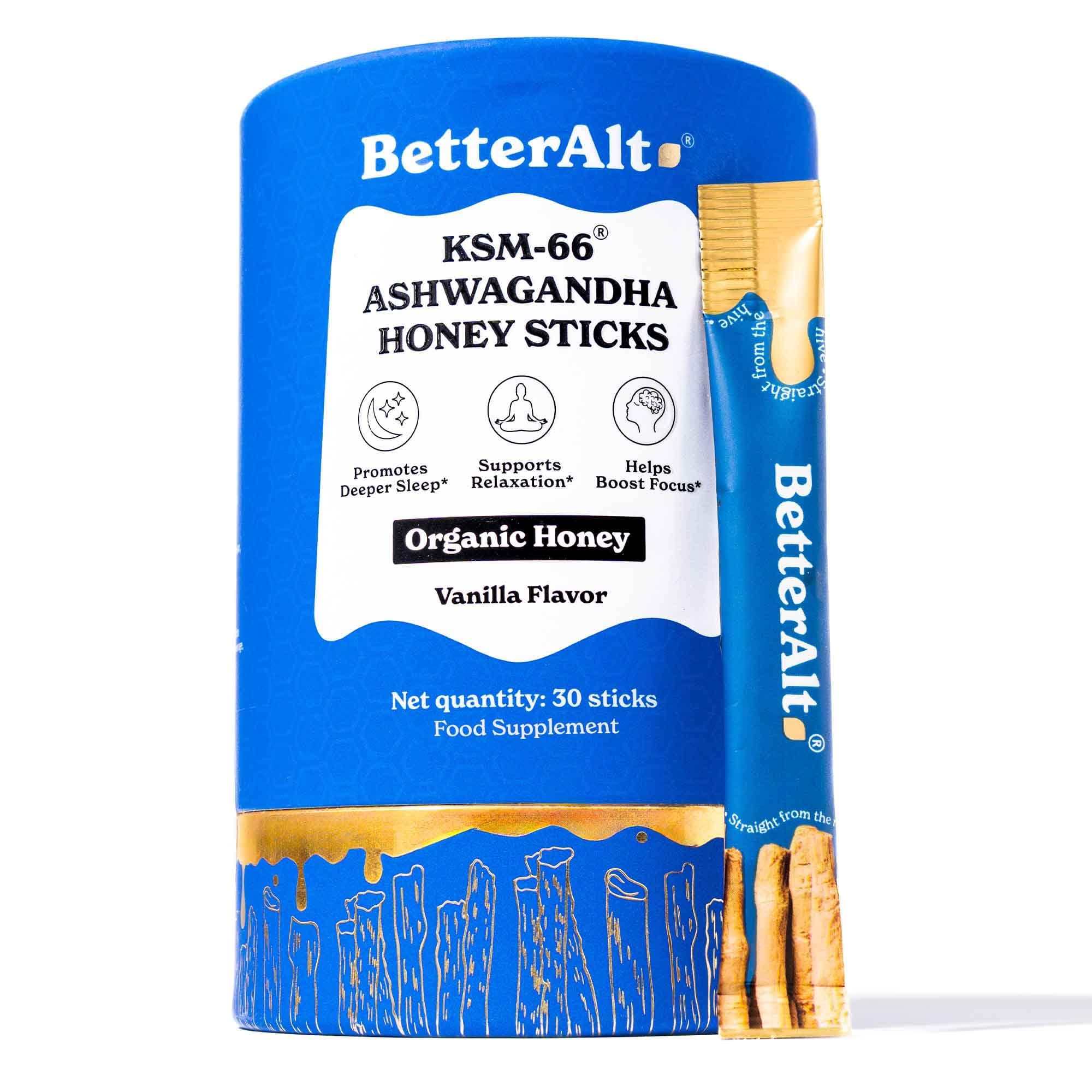 KSM 66 Ashwagandha Honey Sticks |Organic Multiflora Himalayan Honey | Helps Promote Relaxation, Focus |1 Month Pack