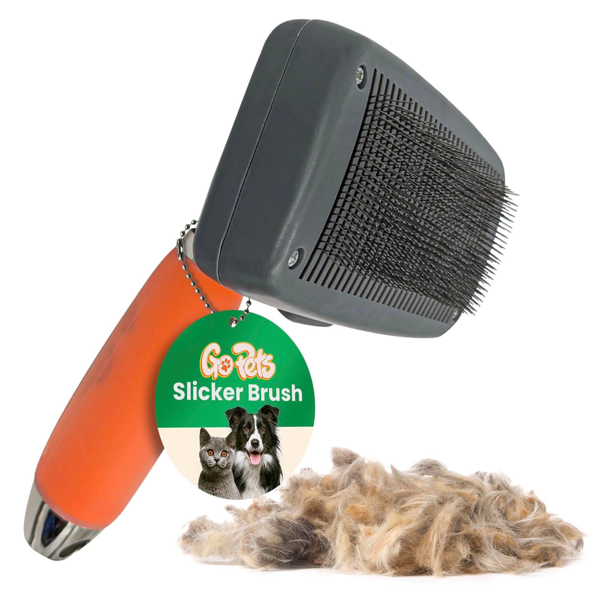 Professional Slicker Brush for Dogs & Cats by GoPets Self-Cleaning Grooming Comb For Dematting Detangling & Deshedding, Pet Tool Fits Medium and Long Hair Coats