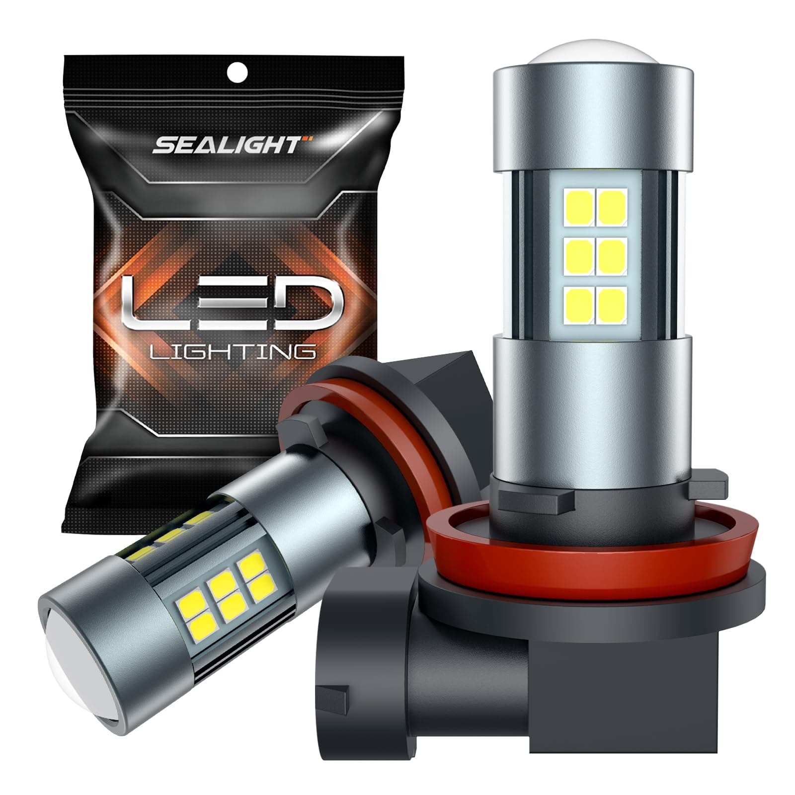 SEALIGHT H11 H8 H16 LED Fog Light Bulbs or DRL, Real 360° illumination Fog Bulbs, 6000K 400% Brightness Upgraded, H16 Front Fog Lamp,Non-polarity, Pack of 2, Plug&Play