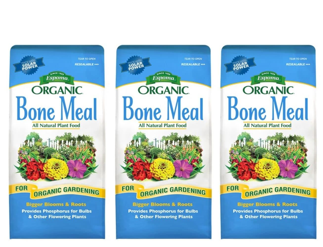 Organic Bone Meal Fertilizer 4-12-0. All-Natural Plant Food Source of Nitrogen and Phosphorus for Organic Gardening. for Bulbs & Other Flowering Plants; Pack of 3