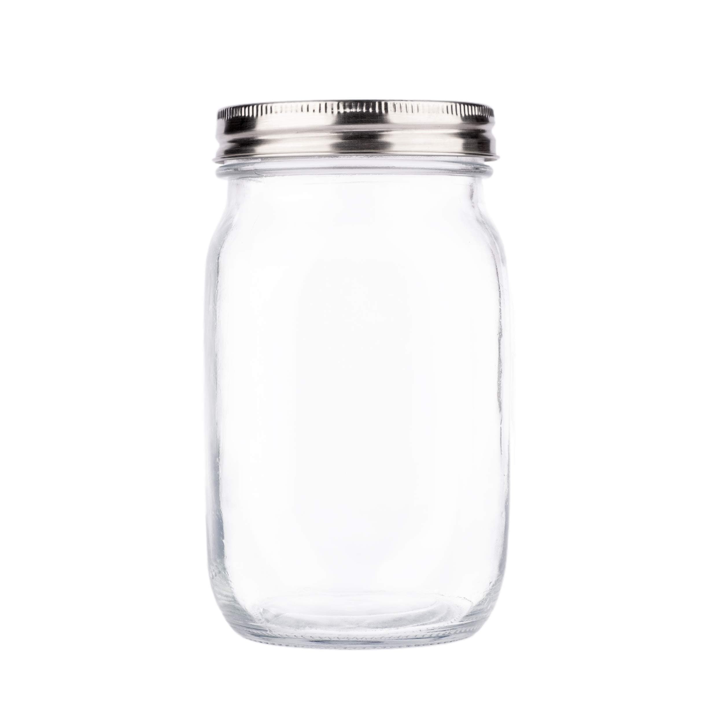 SOUL Premium Regular Mouth Mason Jar 32 oz, Crystal Clear Glass, Airtight Stainless Steel Lid, Dishwasher Safe, BPA Free, Drinking Jar, Canning Jar [3rd Gen]