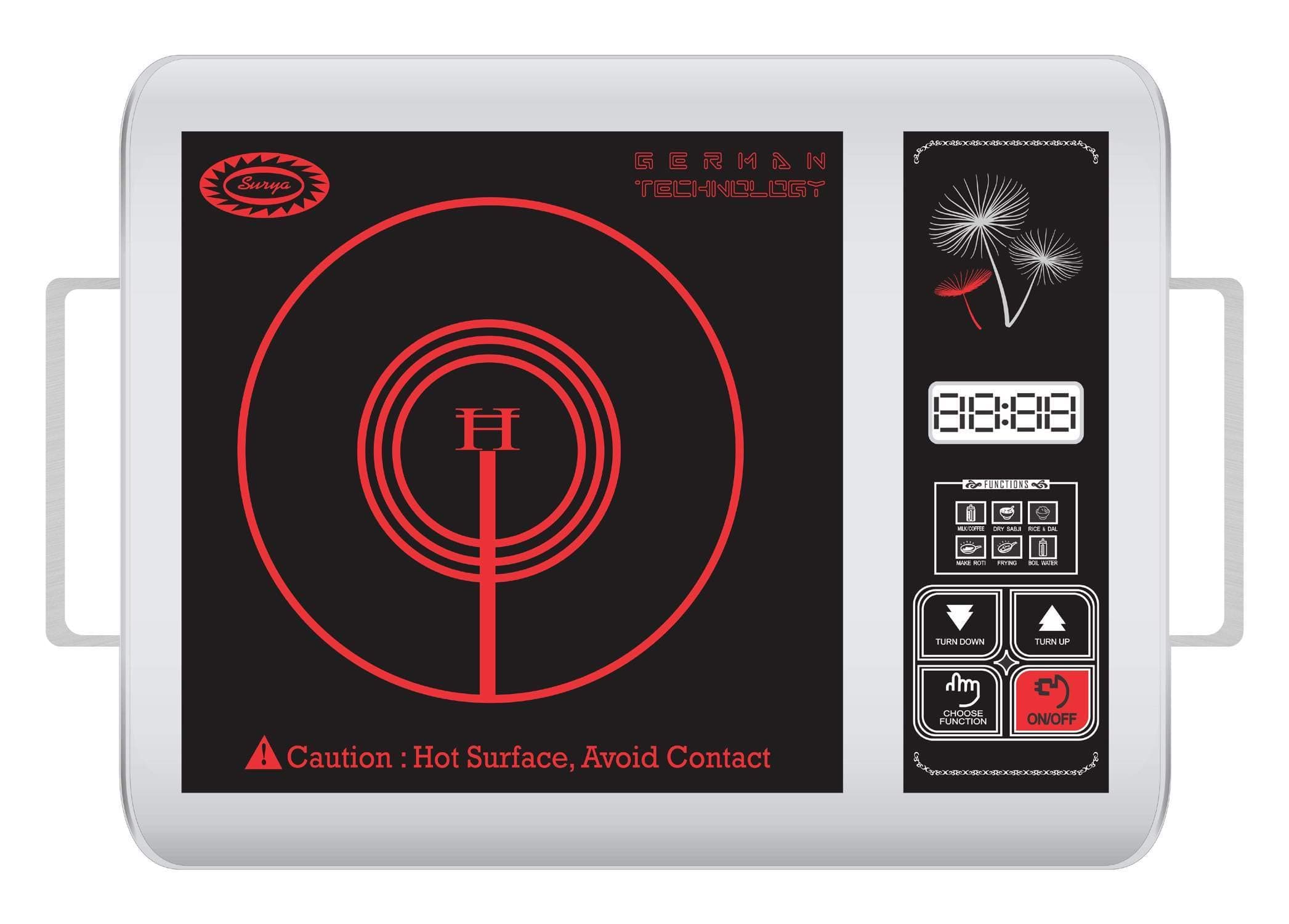 Surya Infra Red Ray Infrared ray cooktop Model PS-19 in Crystalline Glass Plate Black SS