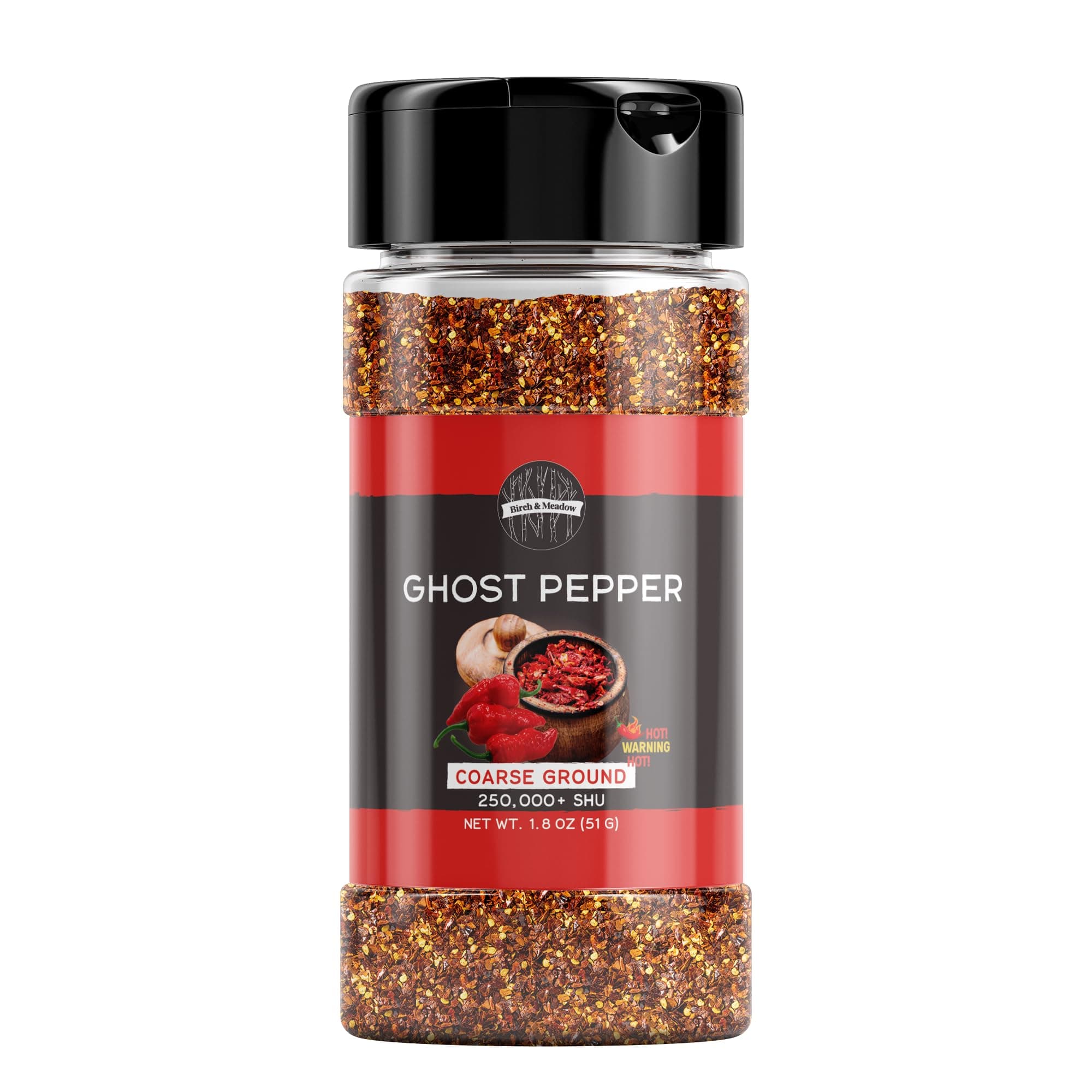 Birch & Meadow, Ghost Pepper Flakes, 250,000+ SHU, Extremely Hot Bhut Jolokia Chile Peppers (1.8 Ounce)