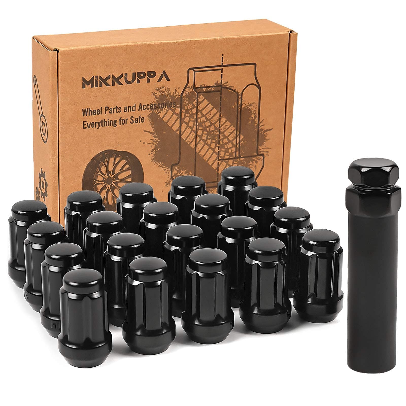 M12x1.5 Lug Nuts - Replacement for 1994-2013 Chevy Impala, 1998-2019 Honda Accord/CRV/Civic, 2003-2008 Honda Pilot Aftermarket Wheel - 20pcs Closed End Spline Lug Nuts