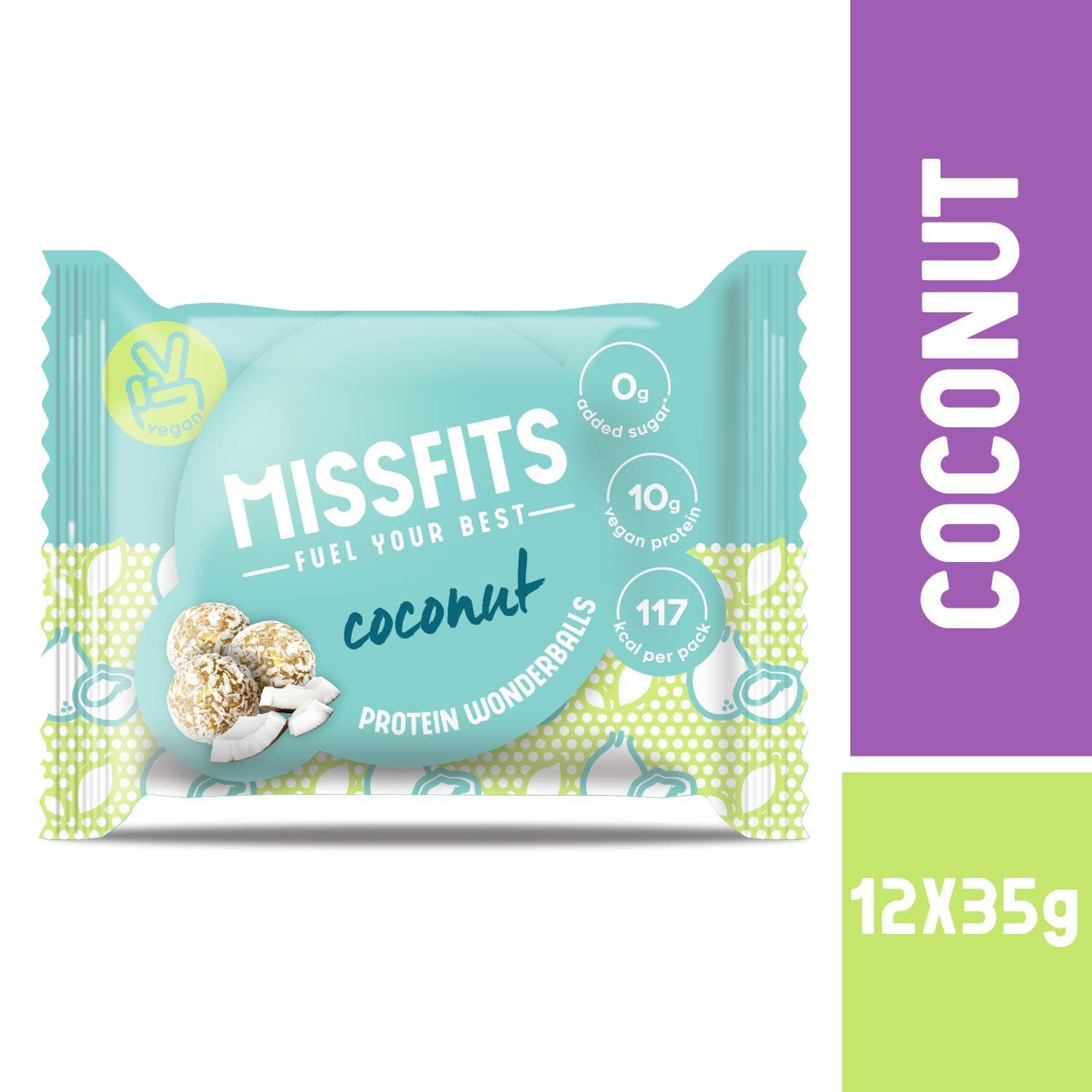 MISSFITS - Vegan Protein Balls - Coconut Wonderballs - 12 x 35g Packs
