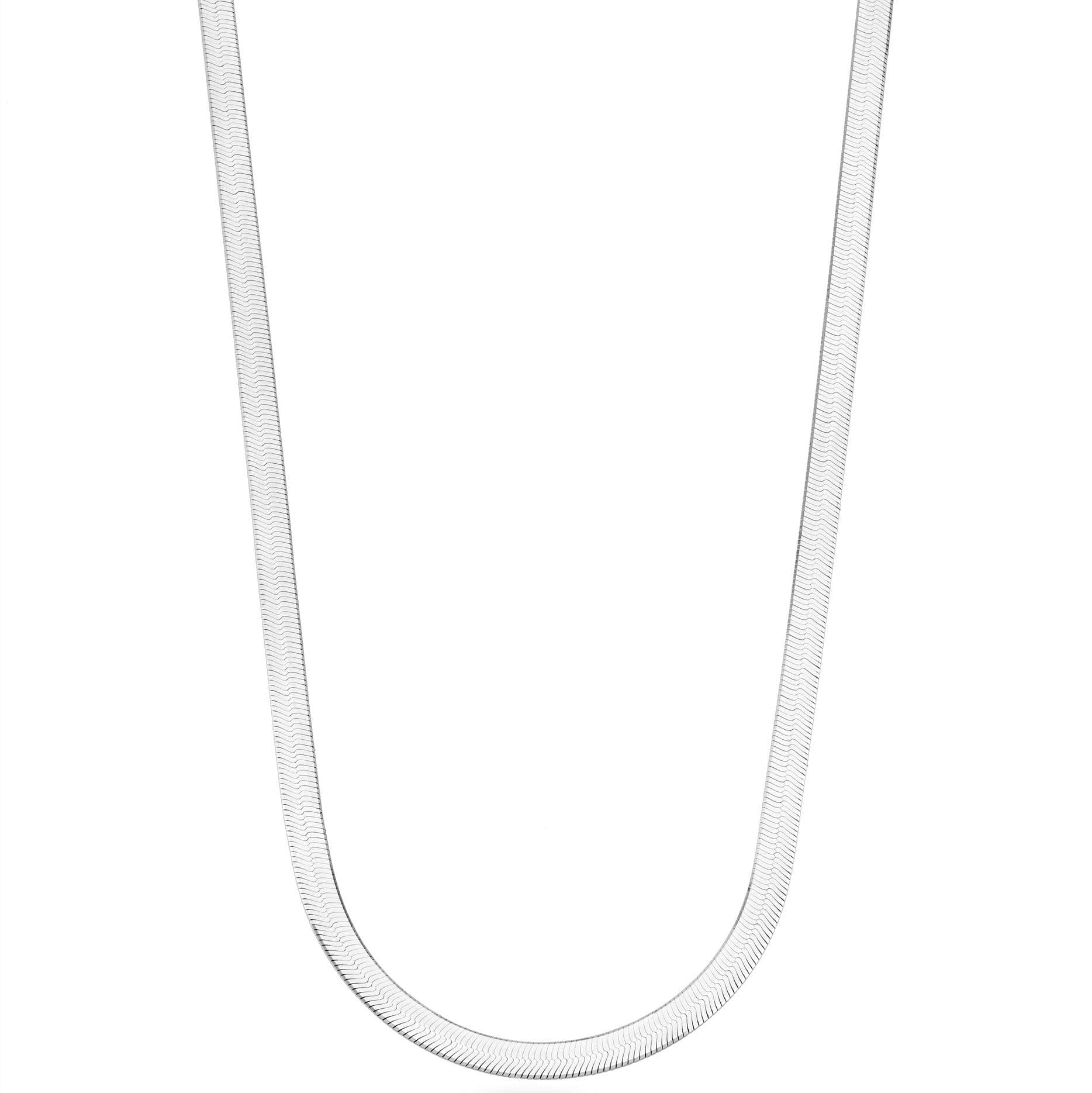 Miabella Italian Solid 925 Sterling Silver, 18Kt Gold Plated 4.5mm Flexible Flat Herringbone Chain Necklace Women, Made in Italy