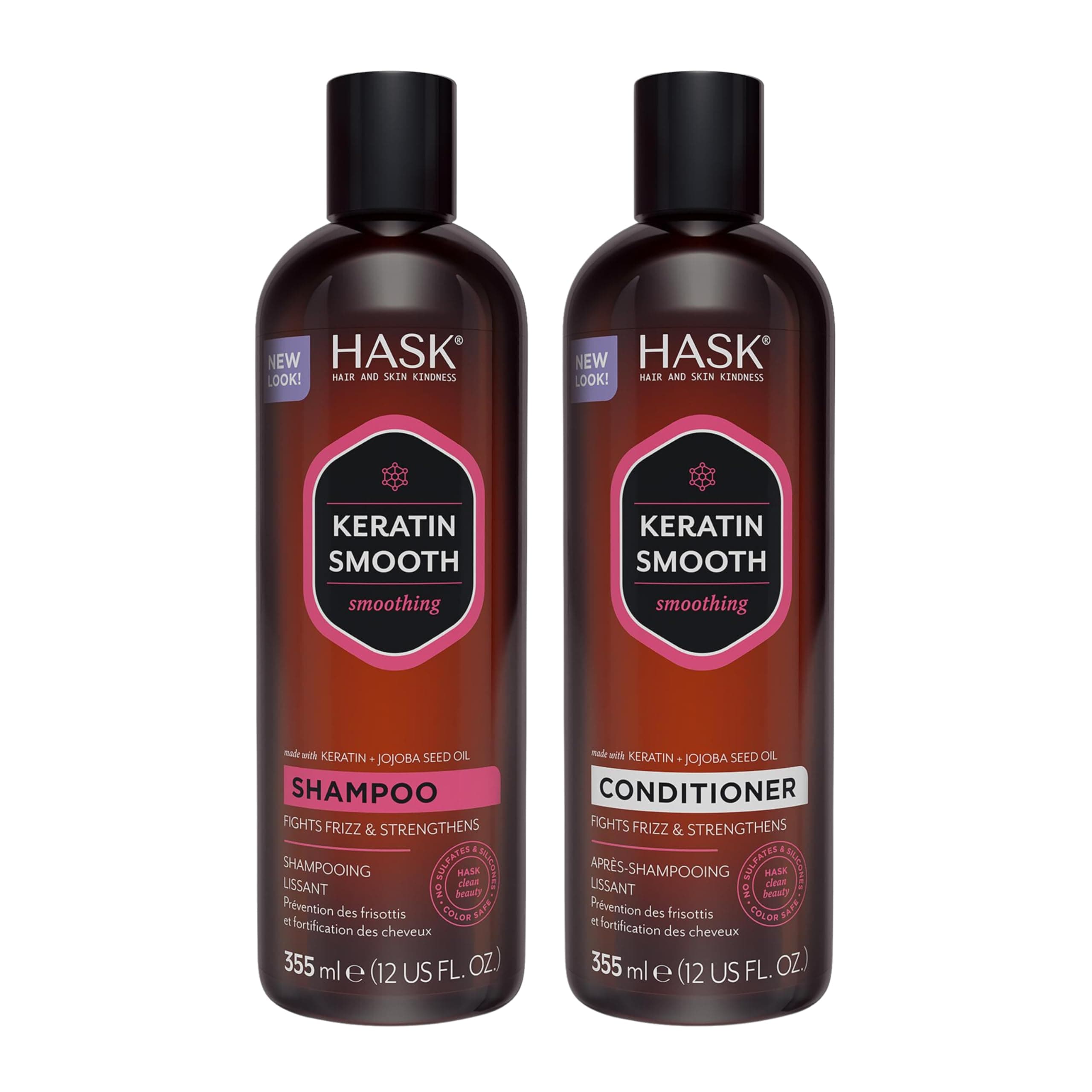 Hask Keratin Protein Shampoo And Conditioner 355Ml Each For Smoothing Hair Strengthening All Hair Types, Color Safe, Gluten Free, Sulfate Free Shampoo & Conditioner Combo