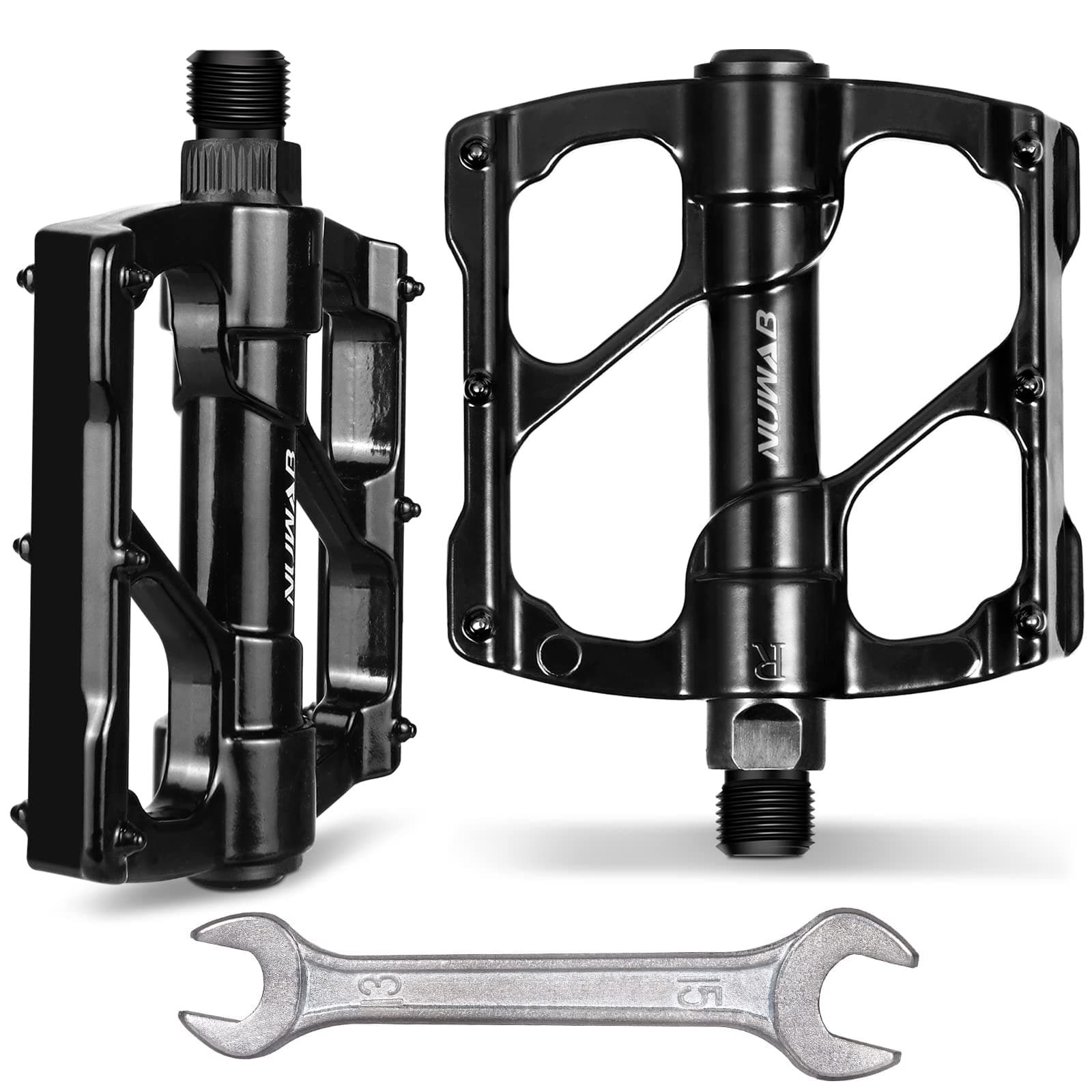 NUWAB Premium Bike Pedals, 3 Sealed Bearings Bicycle Pedals, 9/16inch Threads of Bike Flat Pedal, Aluminum Alloy Bicycle Cycling Pedals, Come With Installation Wrench
