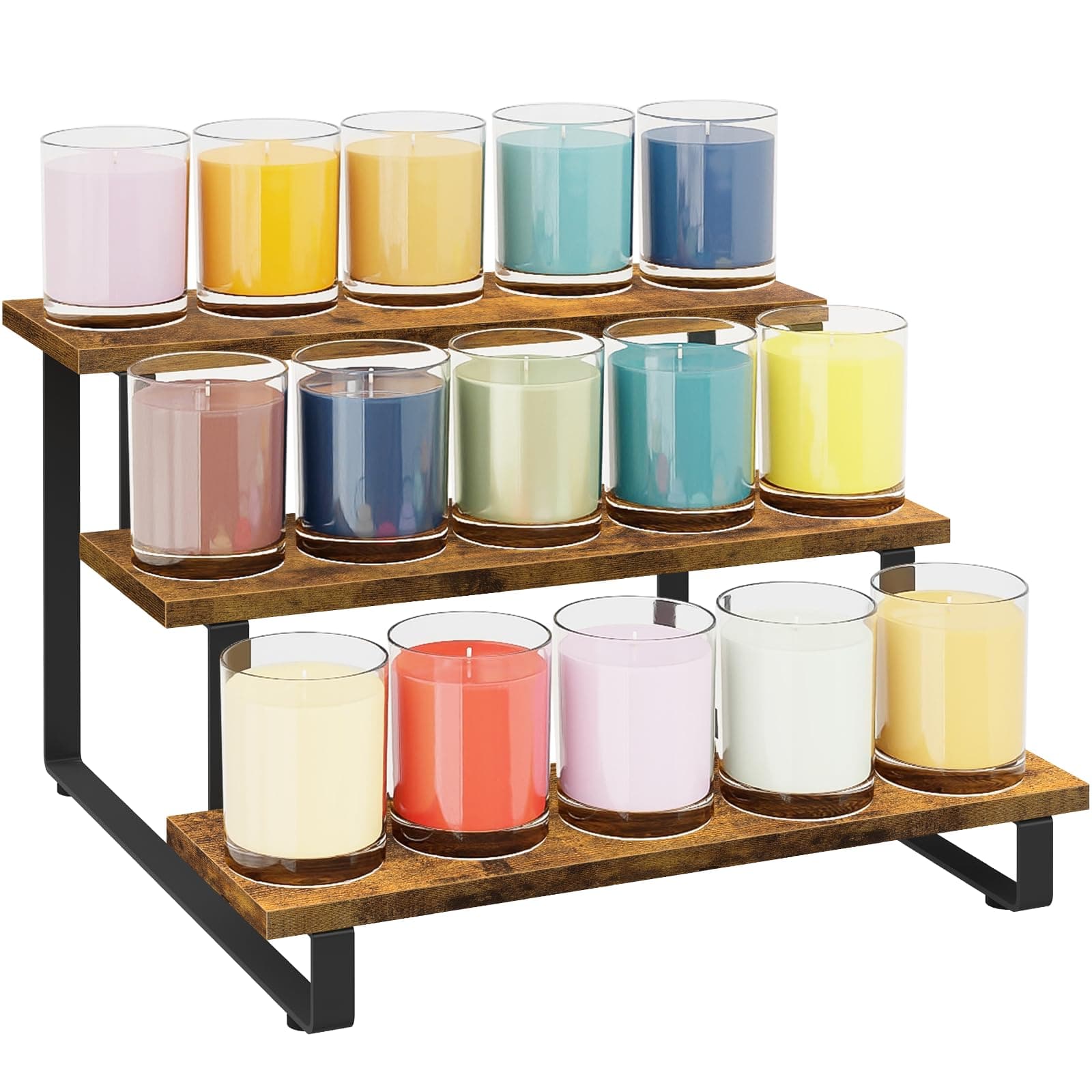 ELITEROO 3 Tier Wooden Display Rack, Portable Products Display Stand, 3 Step Straight Display Shelves for Retail Table Top, Counter Top, Craft Shows, Farmers Market, Tradeshows, Vendors