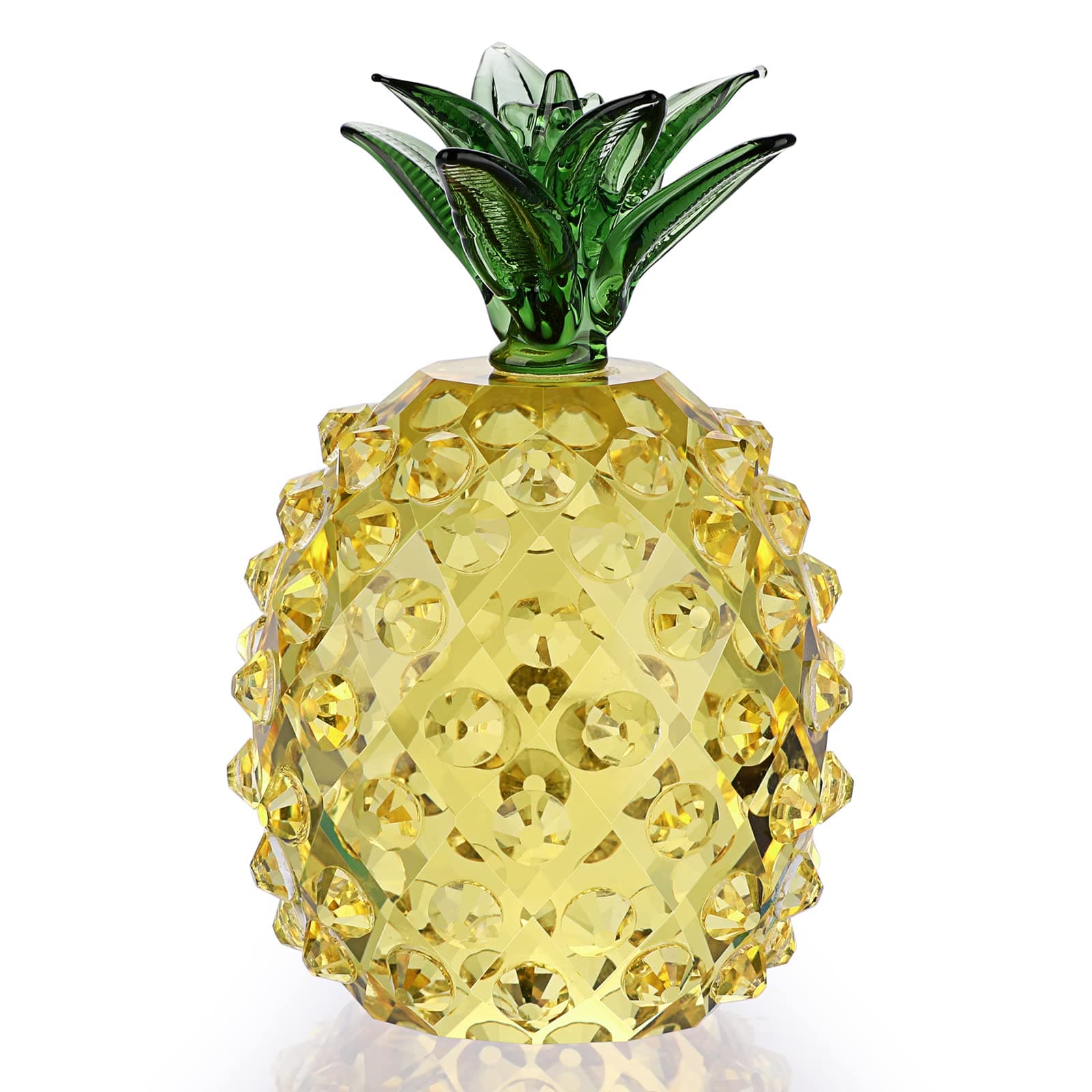 OwnMyCrystal Pineapple Figurine Crystal Pineapple Ornament Decorative Crystal Fruit Sculpture Collectible, Glass Pineapple Paperweight Tabletop Centerpiece for Home Office Desktop Decor (5cm x 8cm)