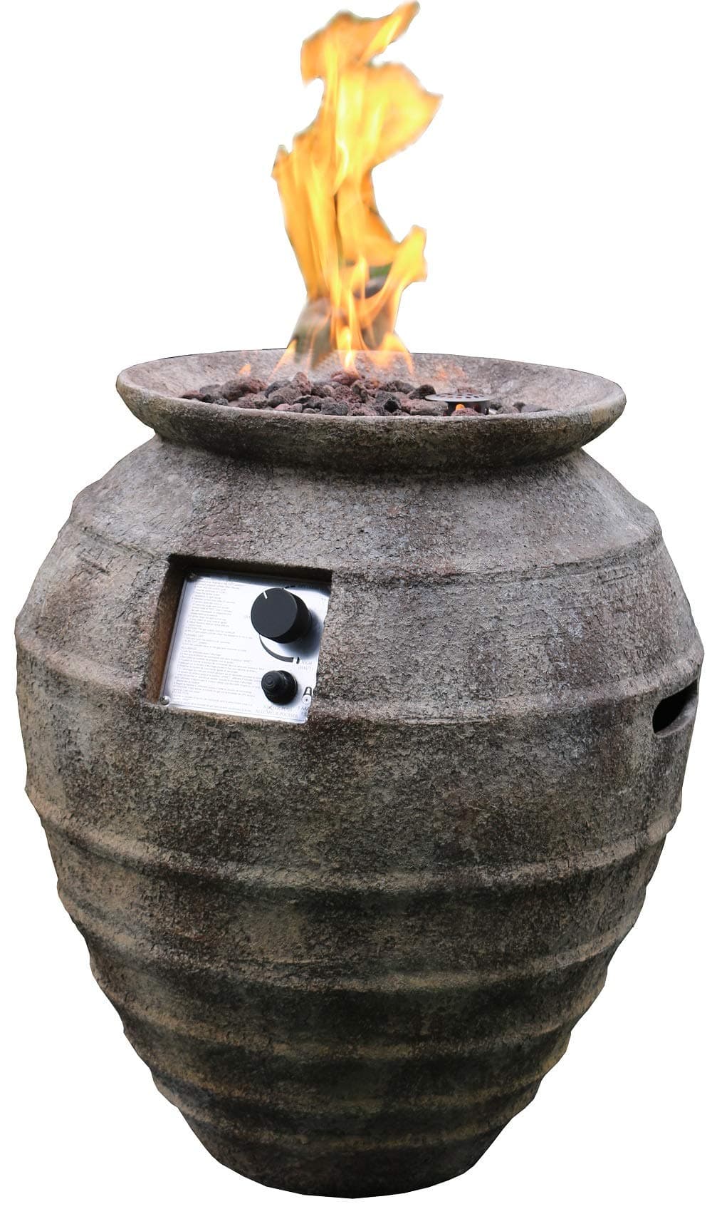 Pompeii Concrete Fire Pit 23" x 23" Outdoor Patio Firepit Includes Lava Rocks Modern Fire Pits & Outdoor Fireplaces for Garden, Deck, Indoor & Outdoor Heating