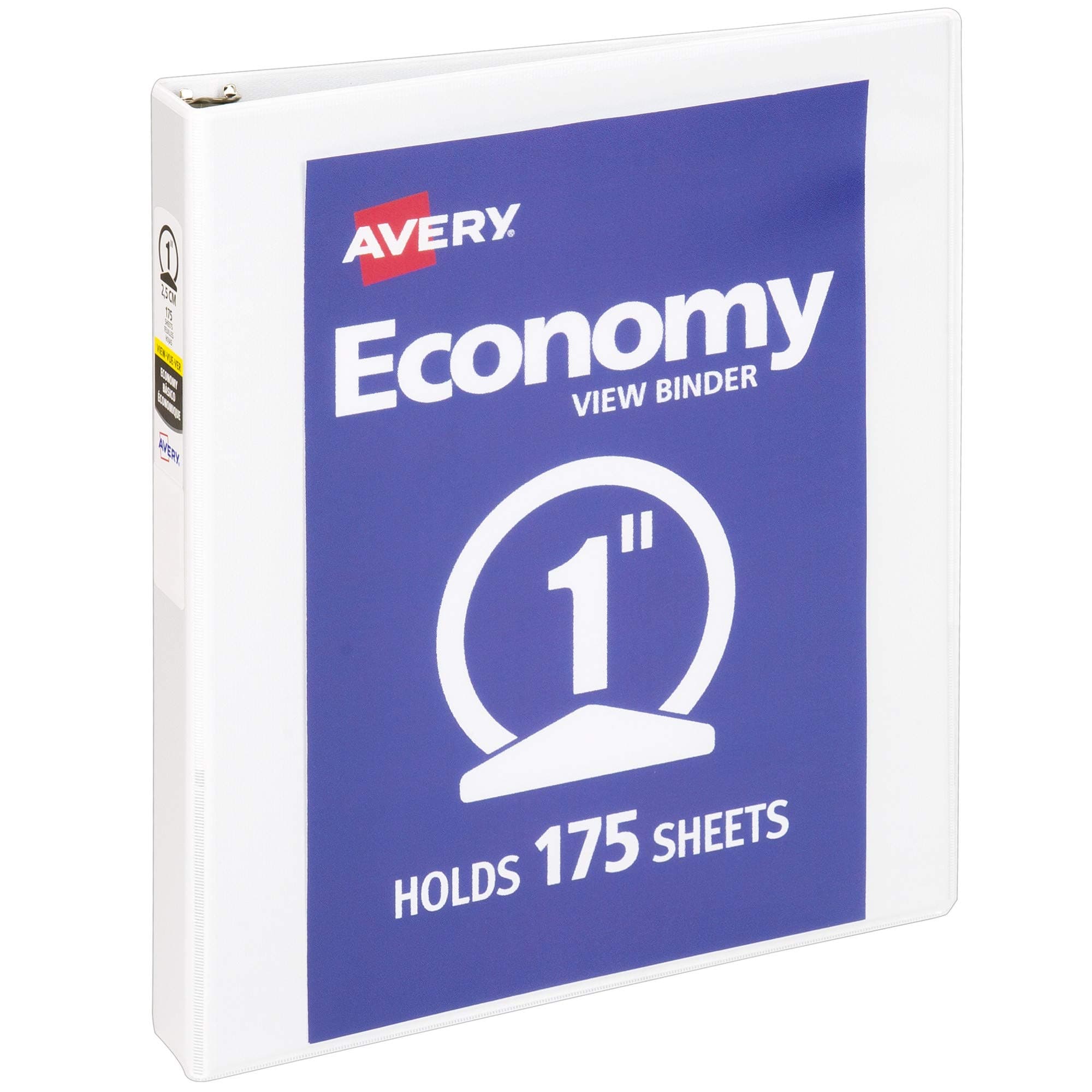 Avery Economy View 3 Ring Binder, 1" Round Rings, 1 White Binder (05711)
