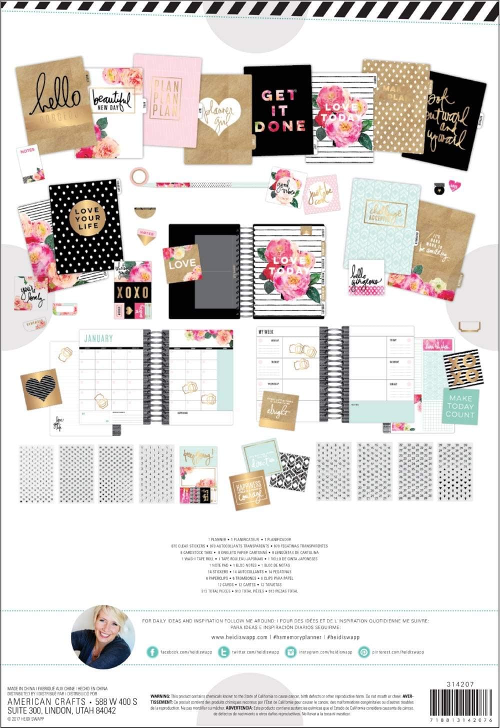 American Crafts Heidi Swapp Undated Classic Planner Boxed Kit 913/Pkg-Weekly, Weekly Format