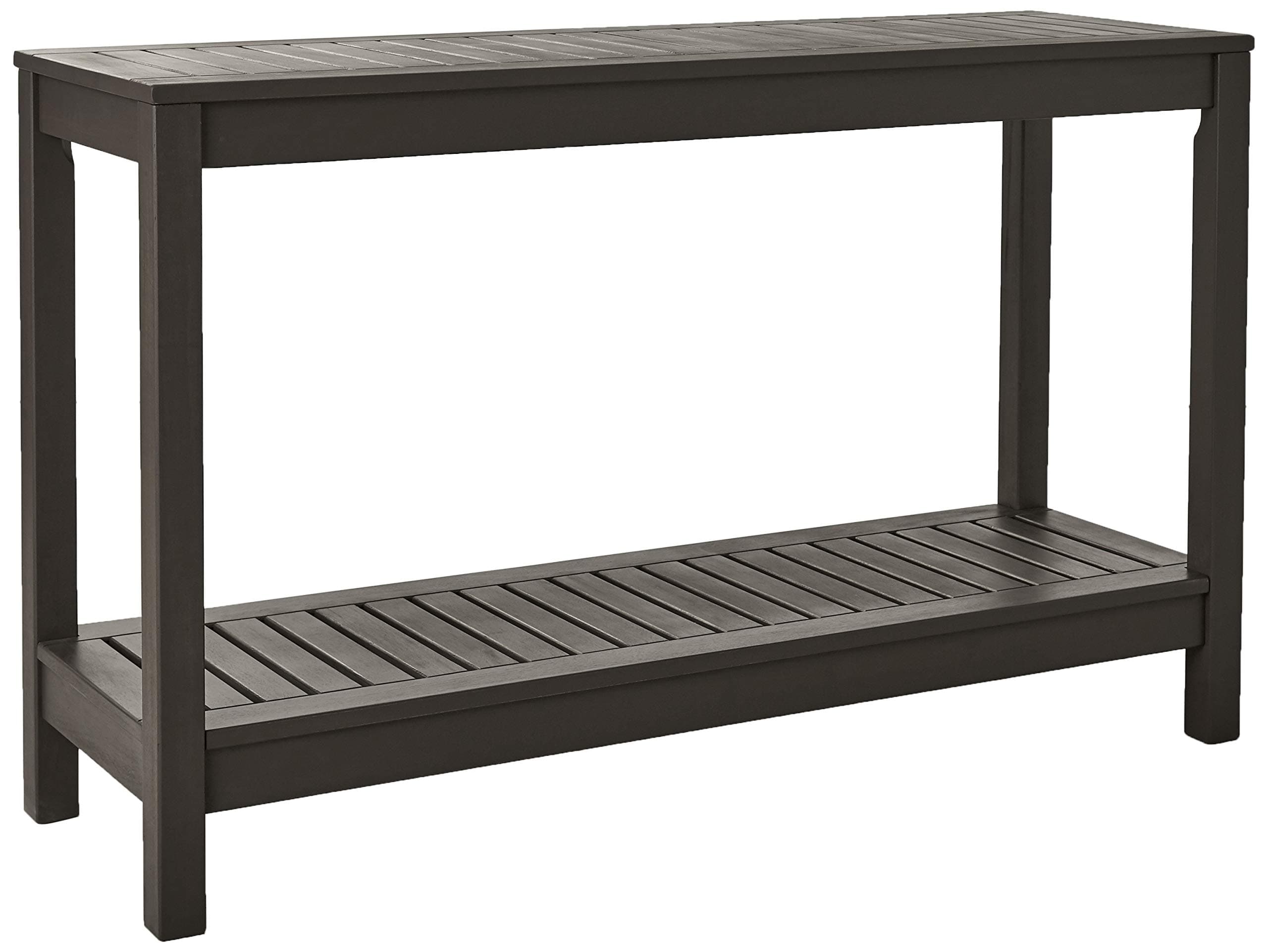 Solid Wood Alfresco Outdoor Console Table – Dark Brown Finish – Durable and Stylish Accent Plant Table for Patio, Deck, Porch, Garden, and Outdoor Spaces